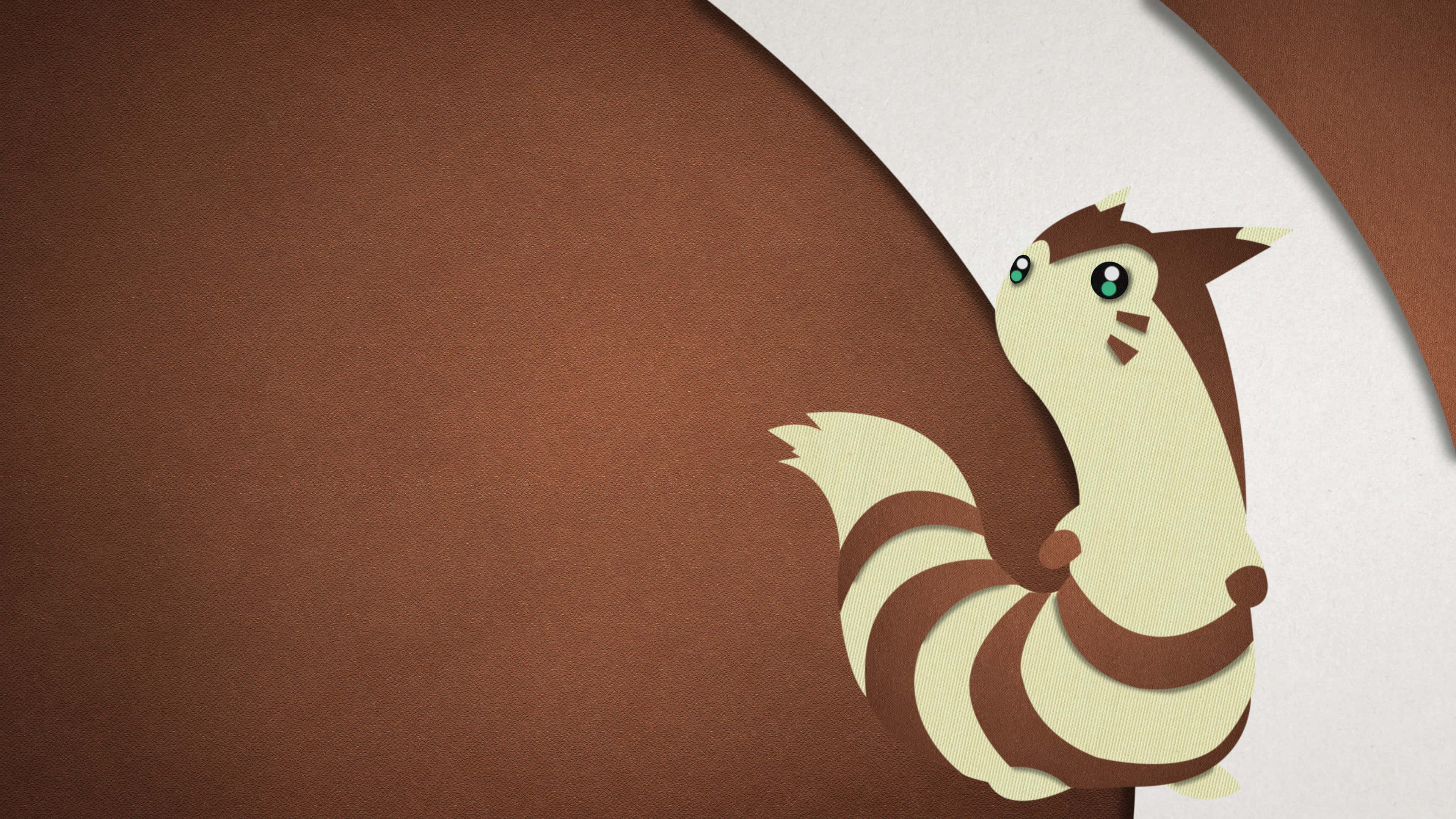 brown aesthetic, minimalist furret, green eyes, 4K Desktop Wallpaper
