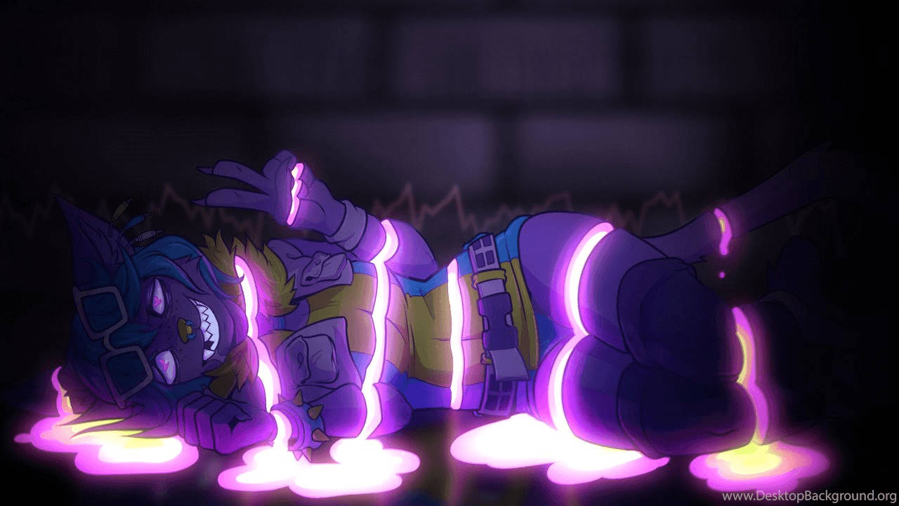 neon furry, glowing purple, anime character, HD Desktop Wallpaper