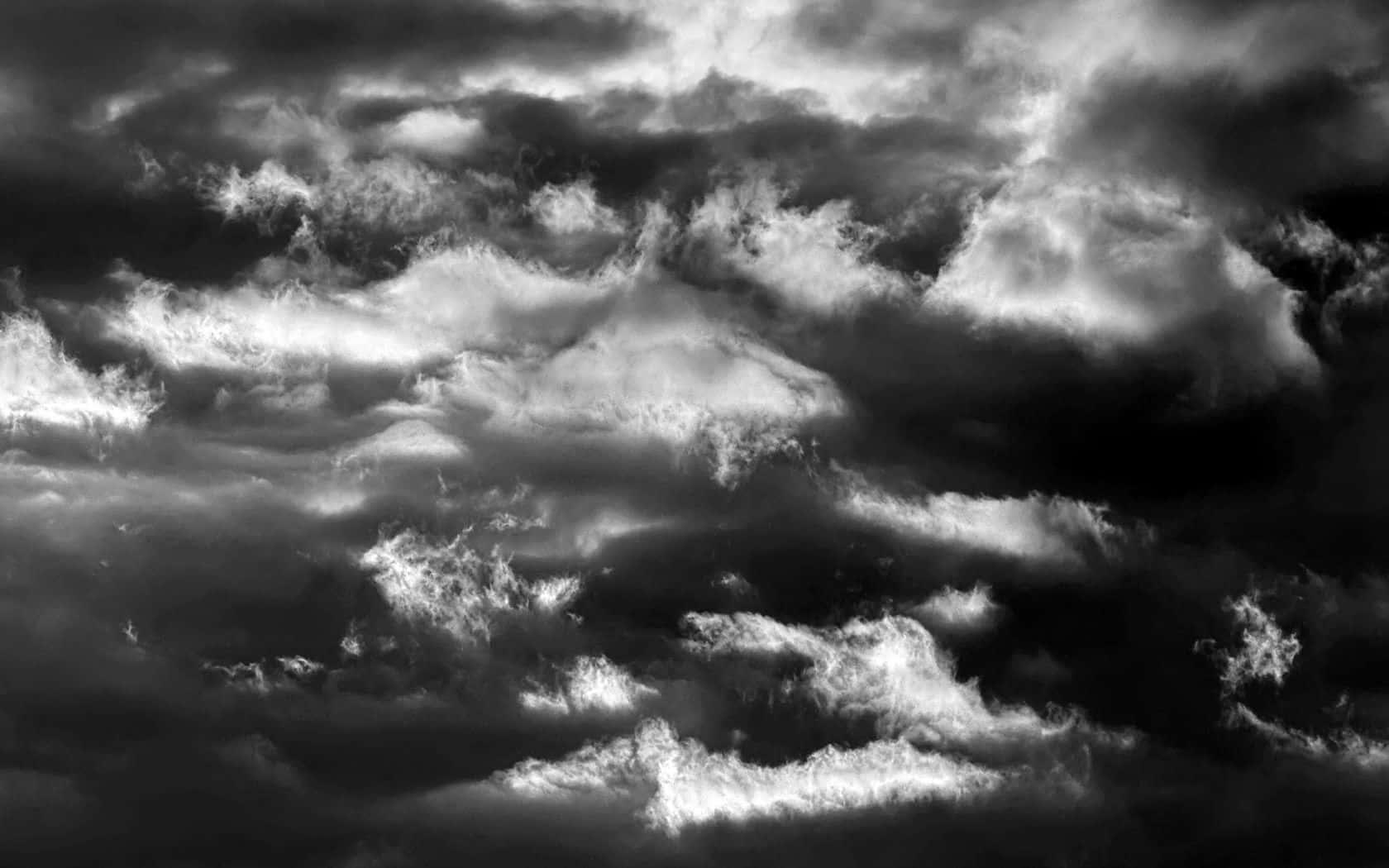 Black and White Storm, monochrome clouds, high contrast, HD Desktop Wallpaper
