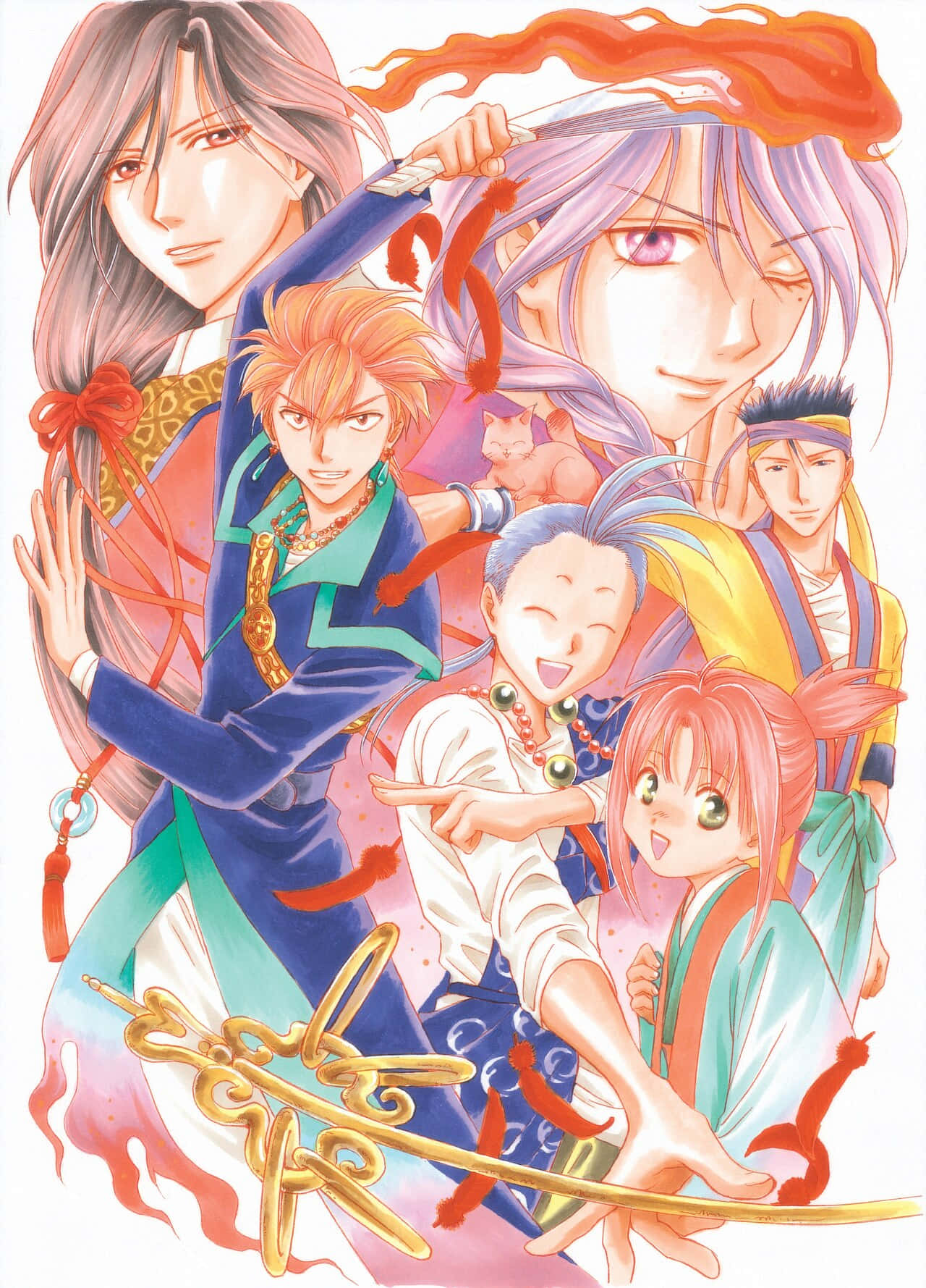 Fushigi Yuugi, group artwork, seven characters, HD Phone Wallpaper
