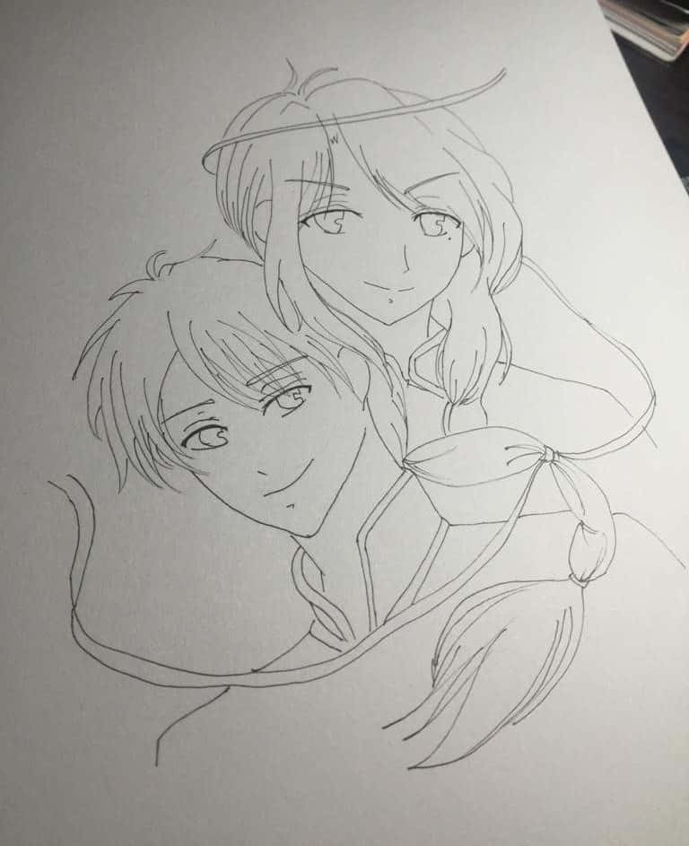 Fushigi Yuugi, Nuriko, pencil sketch, SD Phone Wallpaper