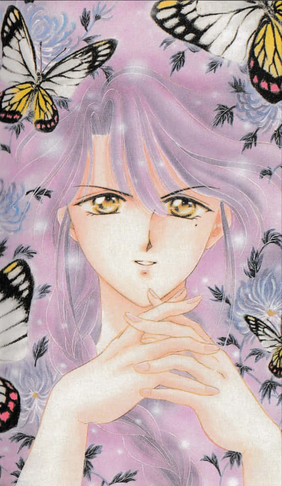 Fushigi Yuugi Nuriko, lavender hair, golden eyes, SD Phone Wallpaper