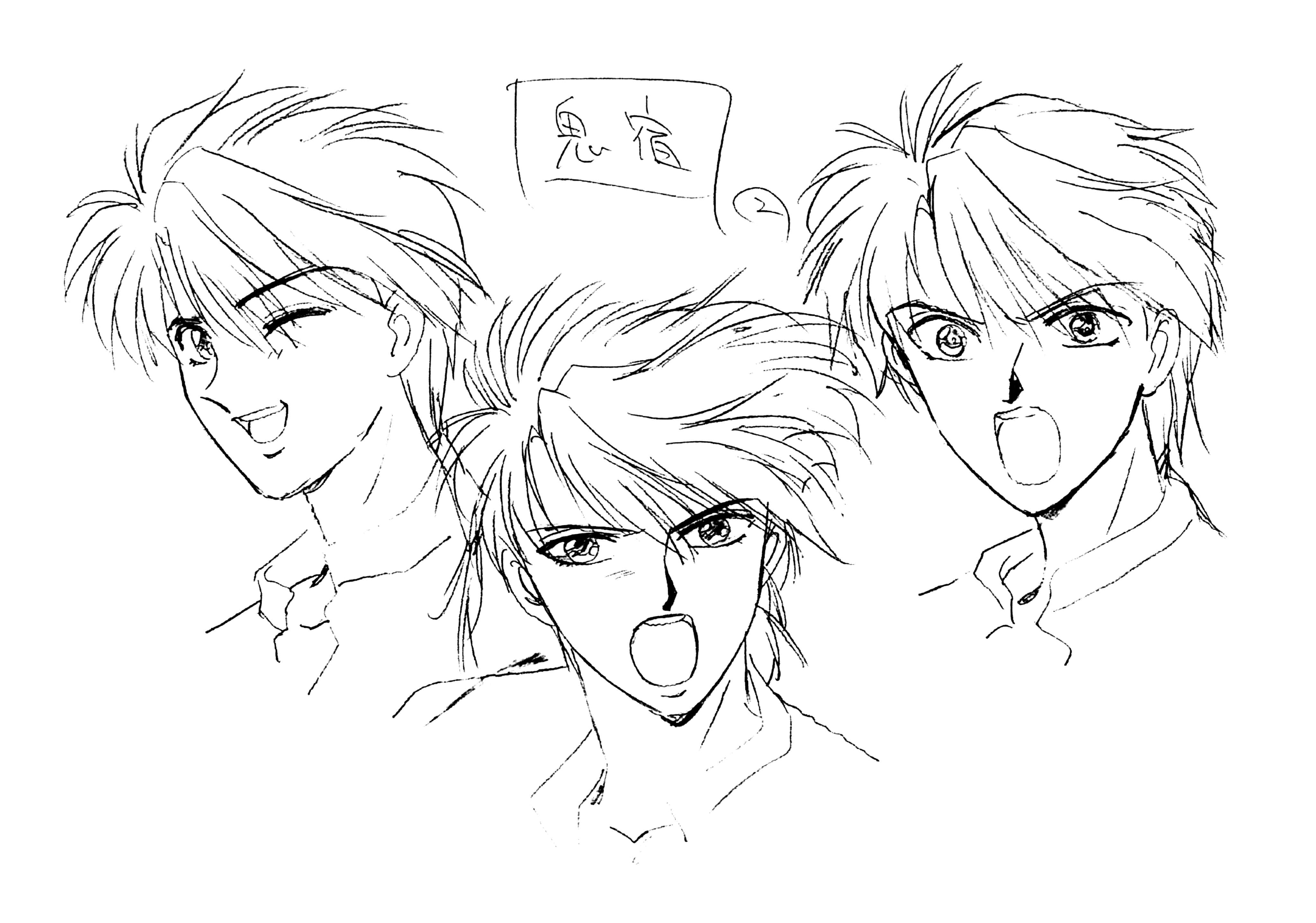 Fushigi Yuugi, Tasuki, expressions sketch, 4K Desktop Wallpaper