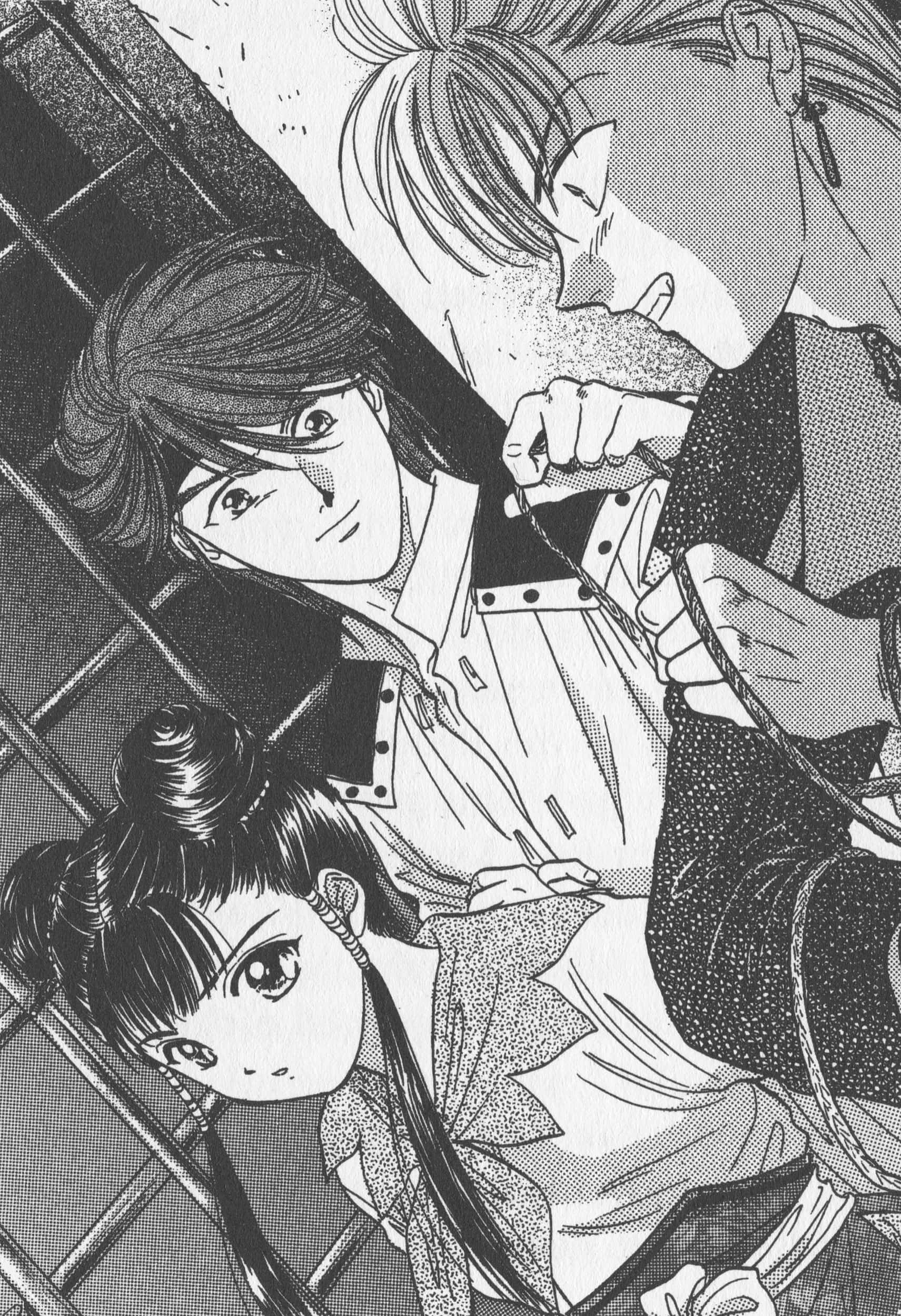 Fushigi Yuugi, Tasuki, black and white manga panel, Full HD Phone Wallpaper