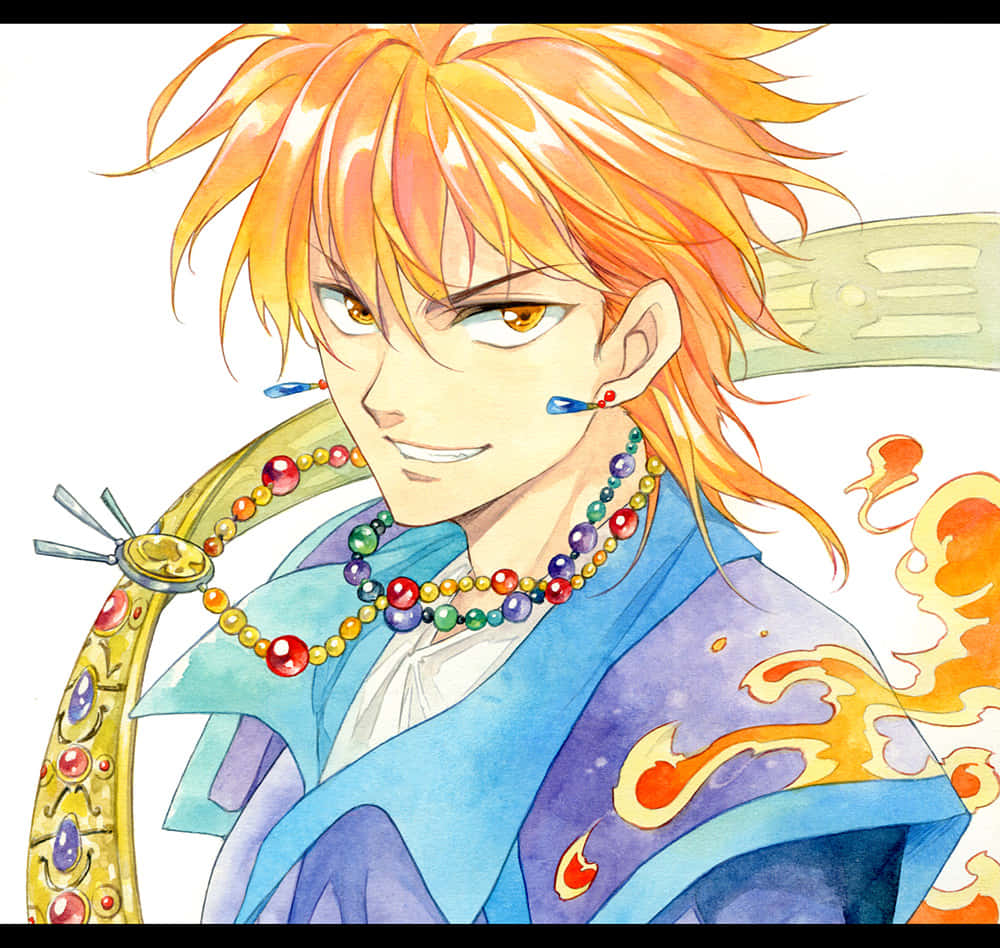 Fushigi Yuugi, Tasuki, fiery orange hair, SD Desktop Wallpaper
