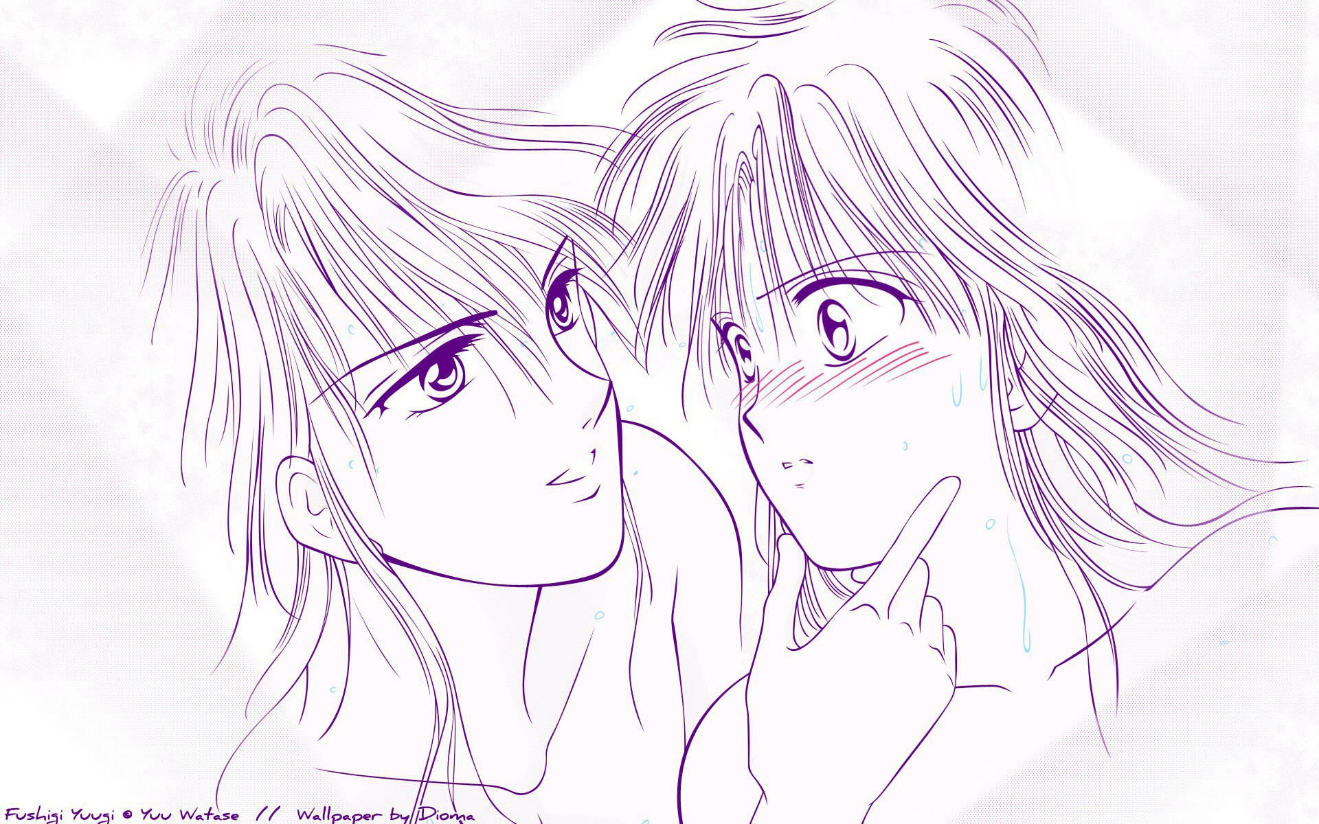 Fushigi Yuugi, purple line art, soft shading, Full HD Desktop Wallpaper