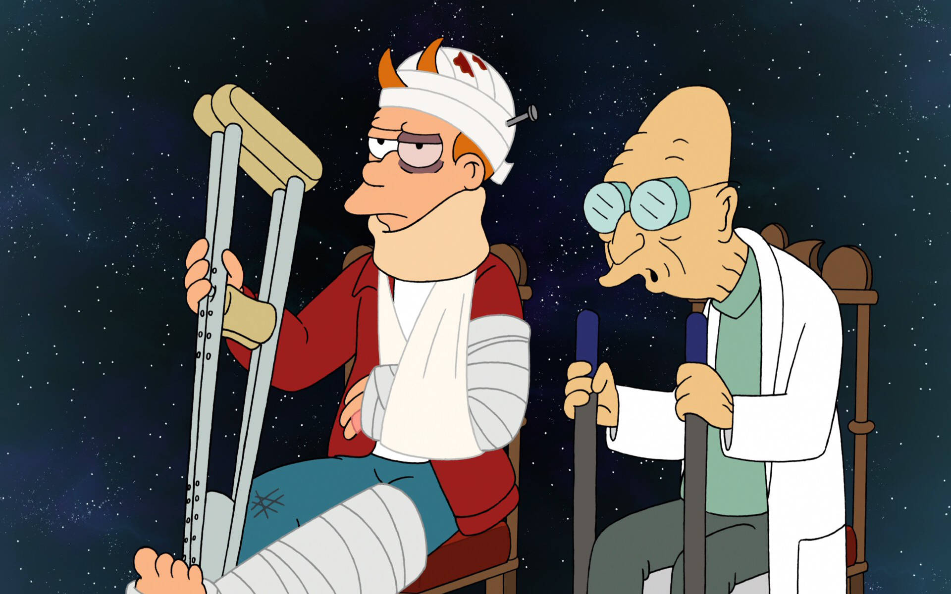 Futurama, main characters, space adventure, Full HD Desktop Wallpaper