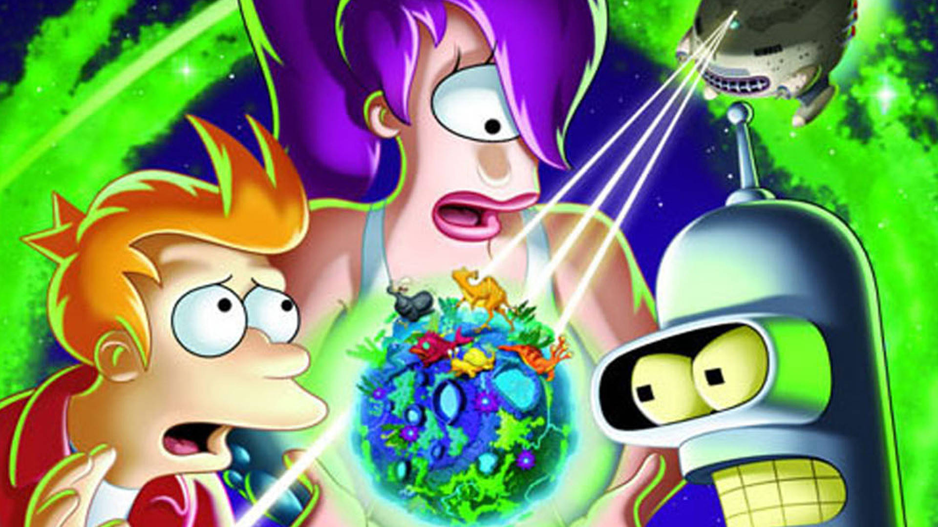 Futurama, robot, glowing alien planet, Full HD Desktop Wallpaper
