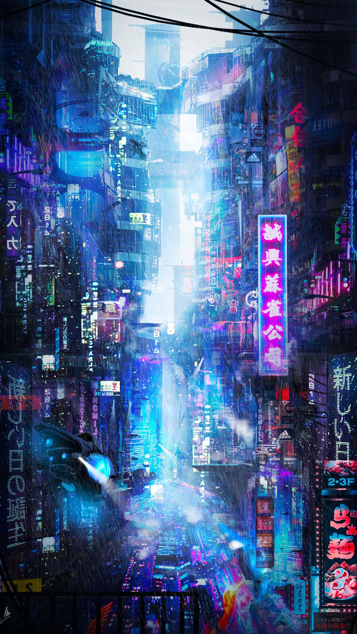 neon lights, neon signs, cyberpunk alleyway, Full HD Phone Wallpaper