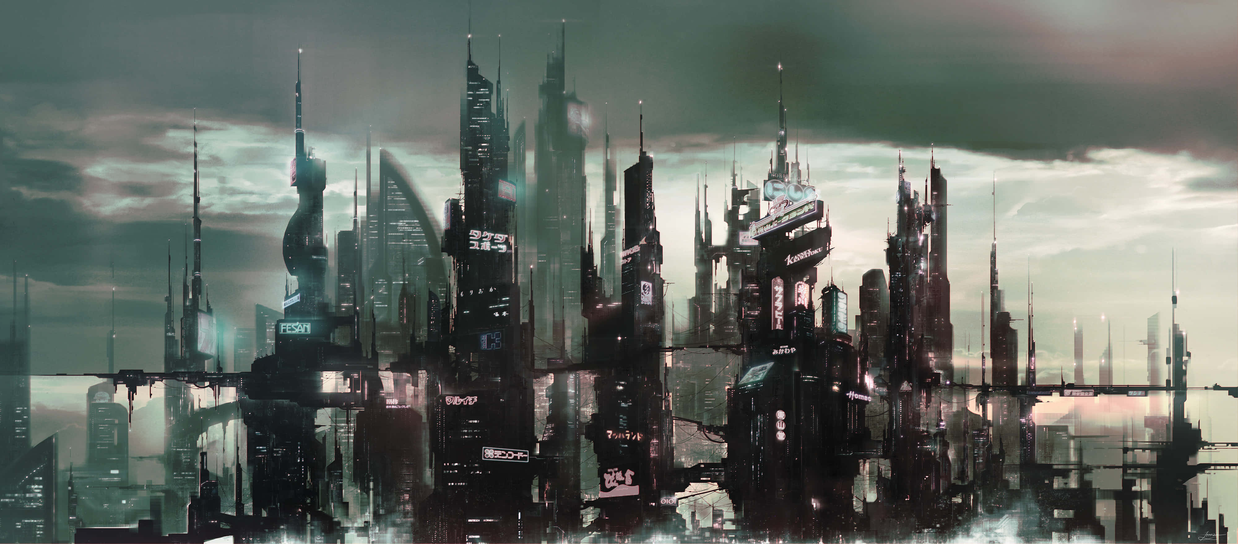 Future City, skyscrapers, water, 4K Desktop Wallpaper