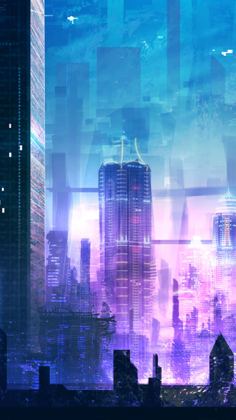 neon purple, cyan, digital glitch effects, HD Phone Wallpaper