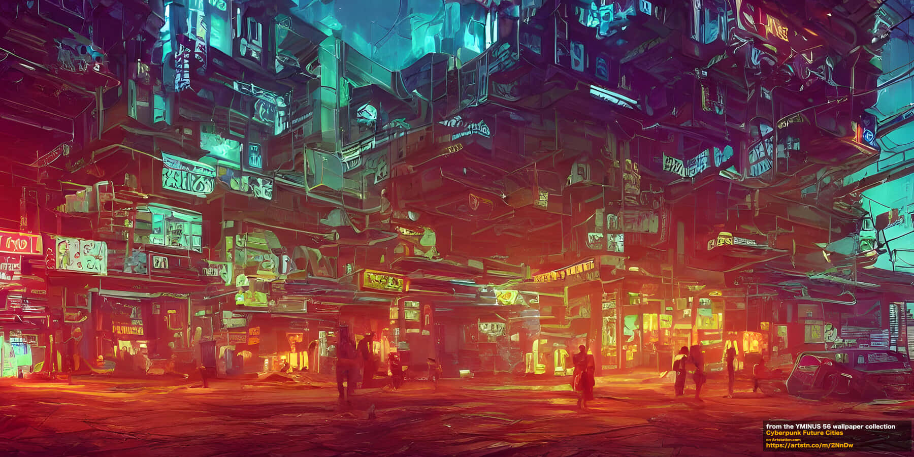 Future City, neon-drenched, cyberpunk cityscape, HD Desktop Wallpaper