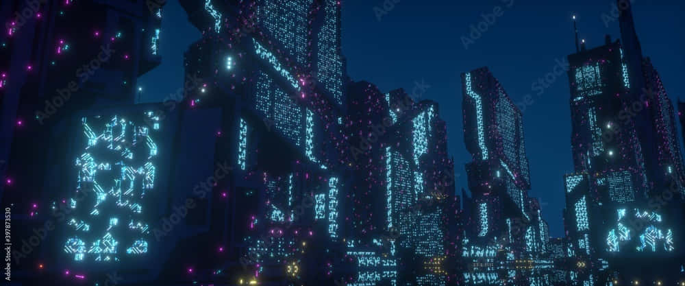 Future City, night, towering skyscrapers, SD Desktop Wallpaper
