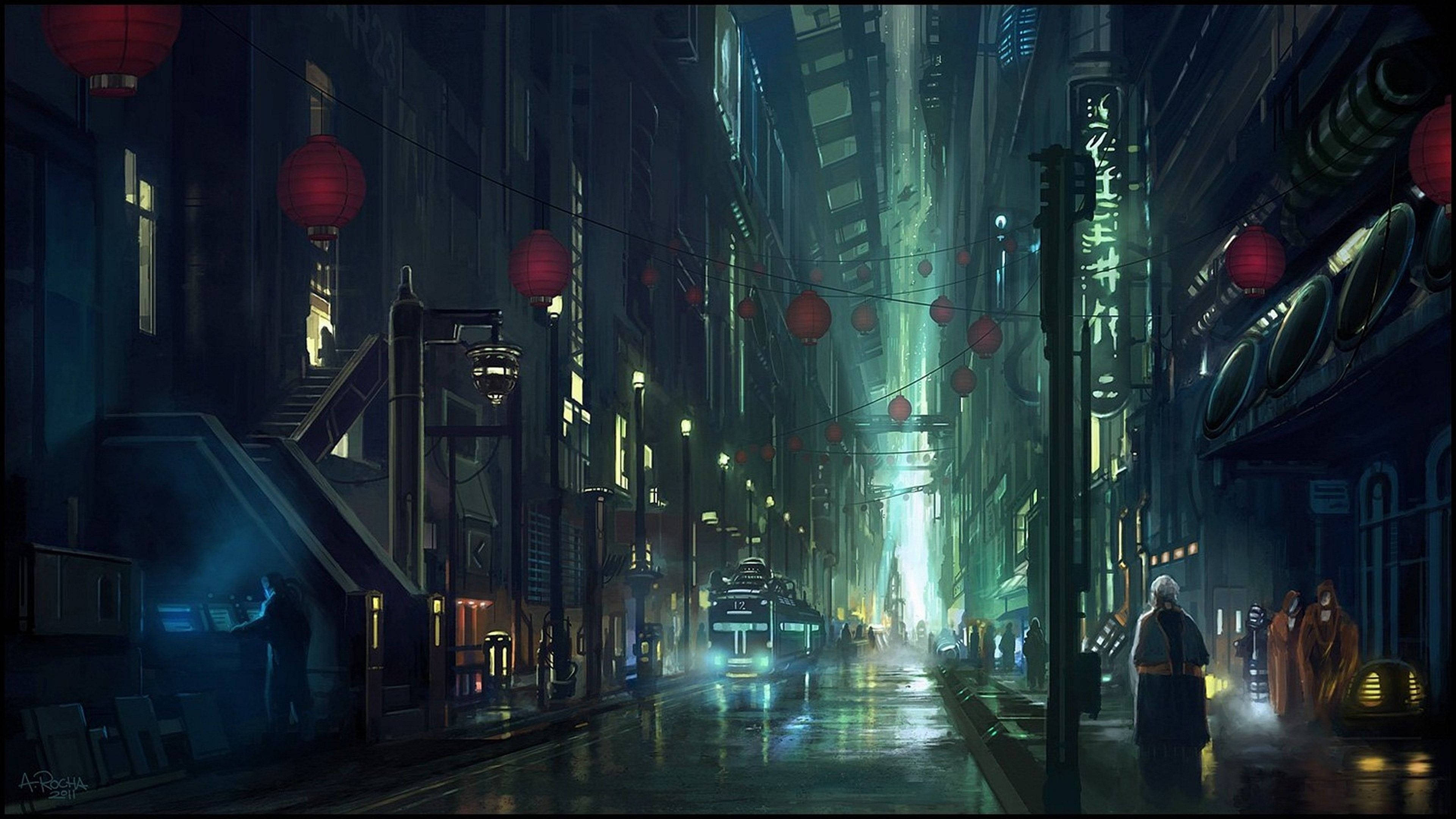 lo fi future city, cyberpunk alley, neon lights, 4K Desktop Wallpaper