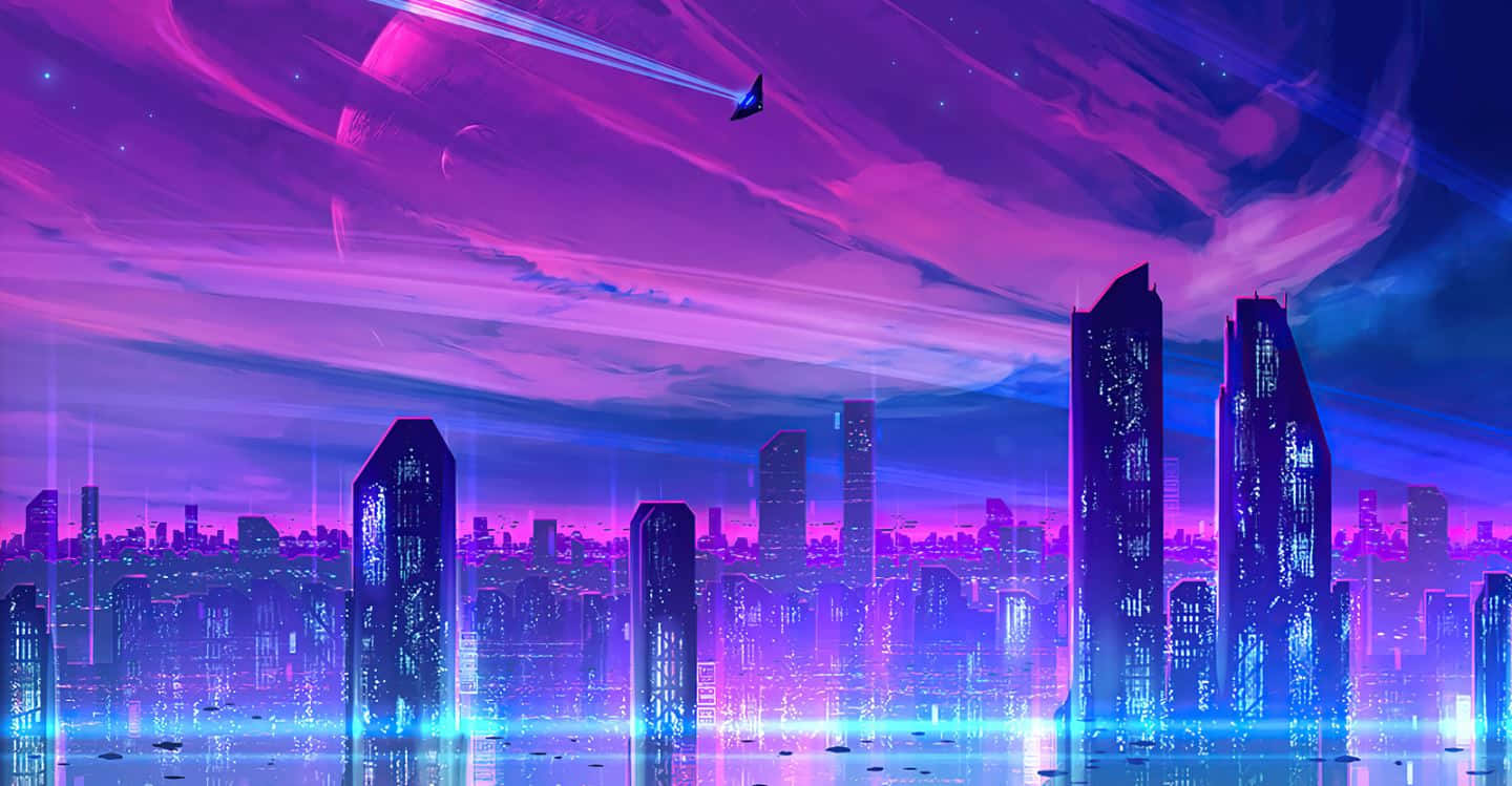 neon purple, neon blue, cosmic sky, HD Desktop Wallpaper
