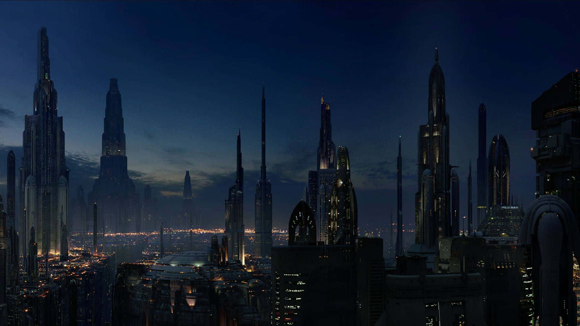 Future Desktop, futuristic cityscape, night, Full HD Desktop Wallpaper