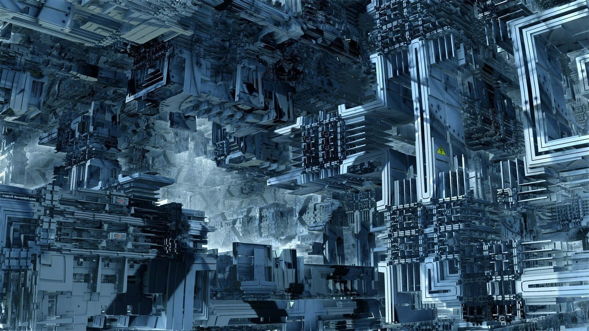 Future City Building Design, floating metallic structures, cool blue and gray tones, Full HD Desktop Wallpaper