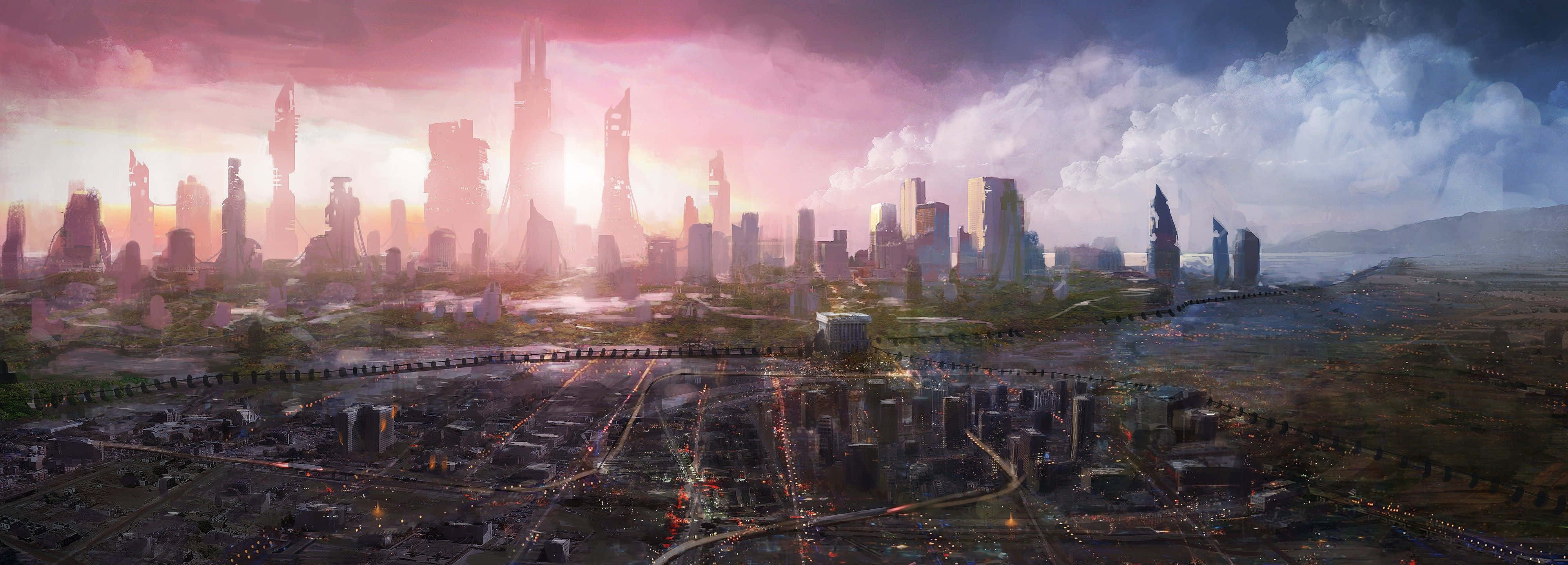 Future Desktop, 4000 x 1440, sunset, 4K Desktop Wallpaper