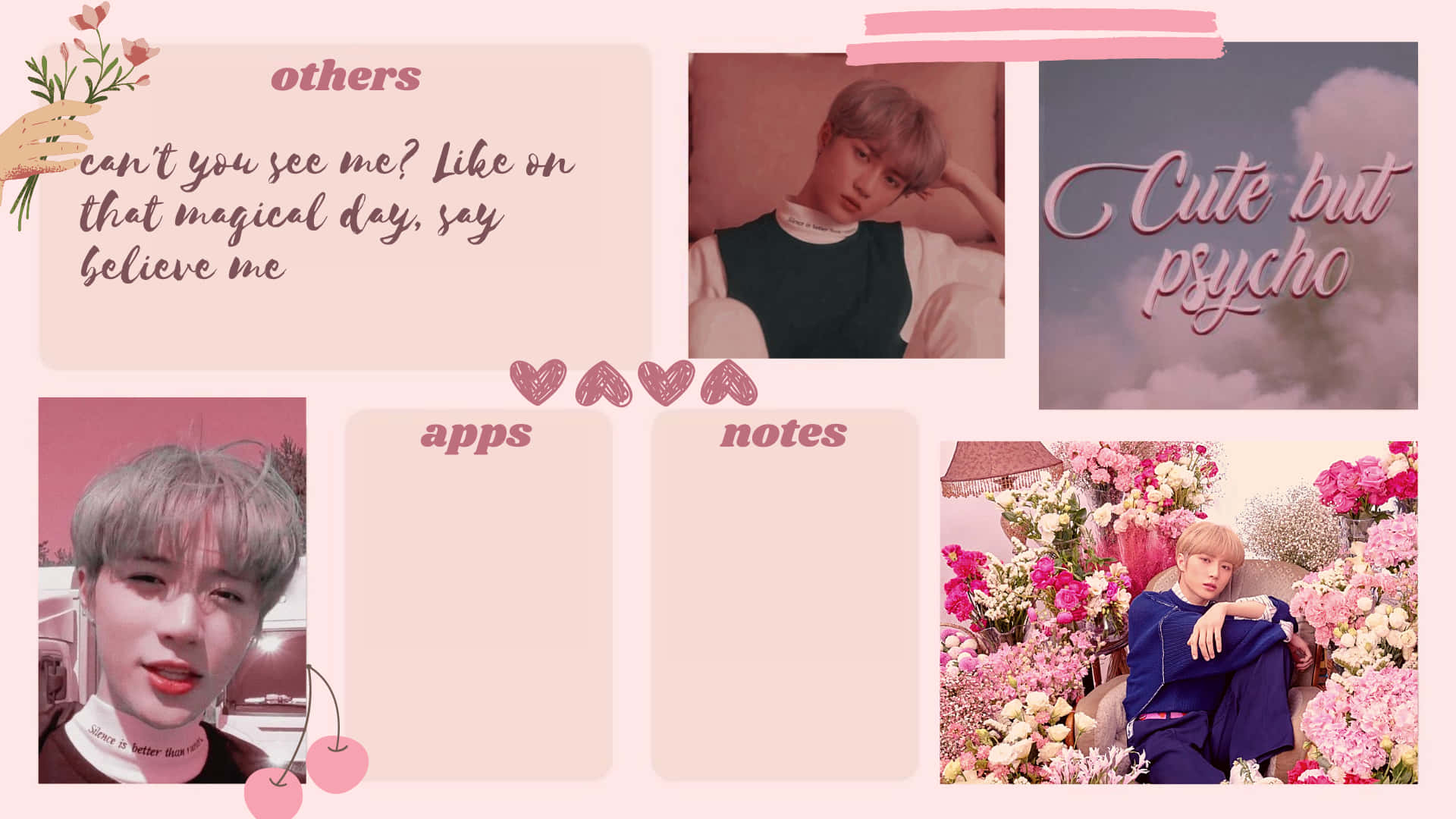 Txt Desktop, pastel pink, young man, Full HD Desktop Wallpaper