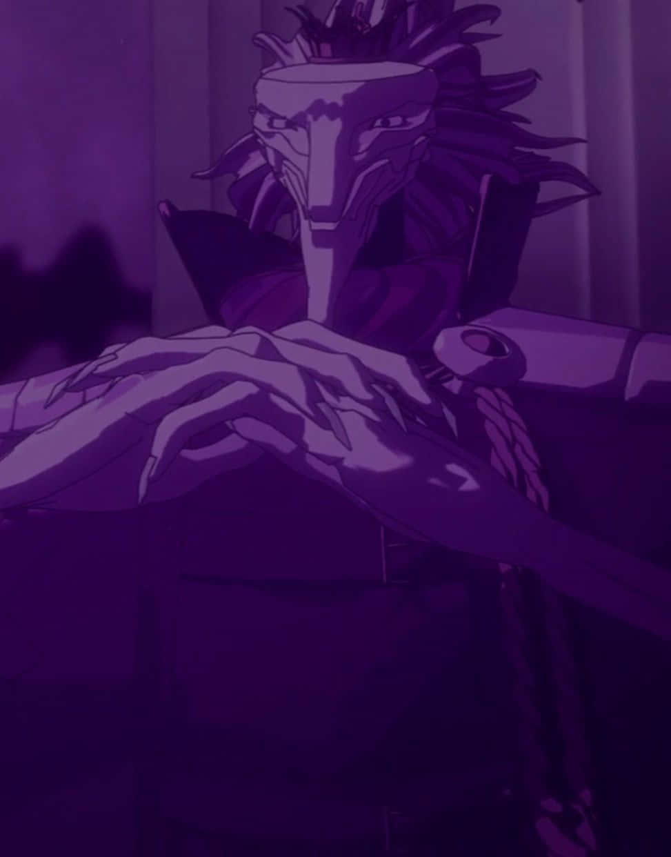 Future Diary Deus Ex Machina, purple-hued anime character, spiky hair, SD Phone Wallpaper