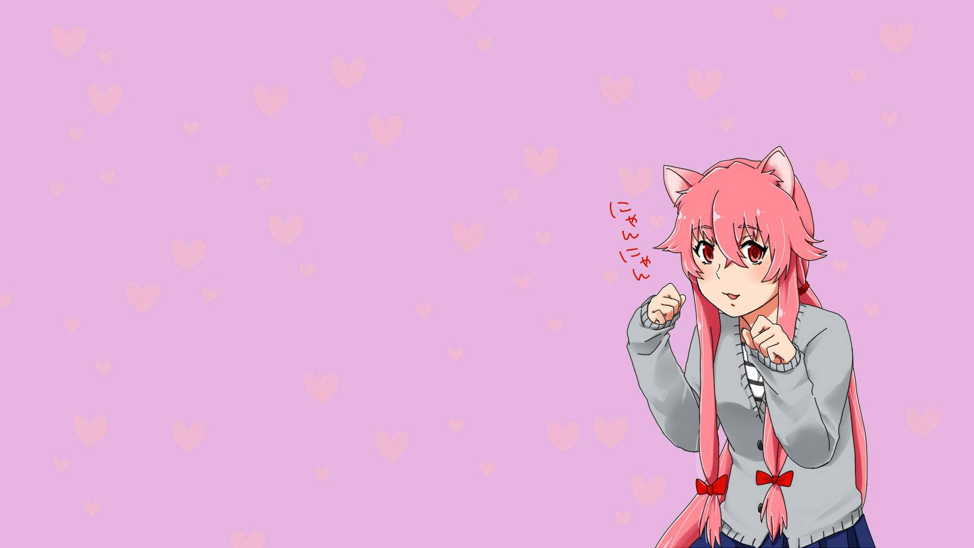 Future Diary, kawaii aesthetic, pink-haired anime girl, Full HD Desktop Wallpaper