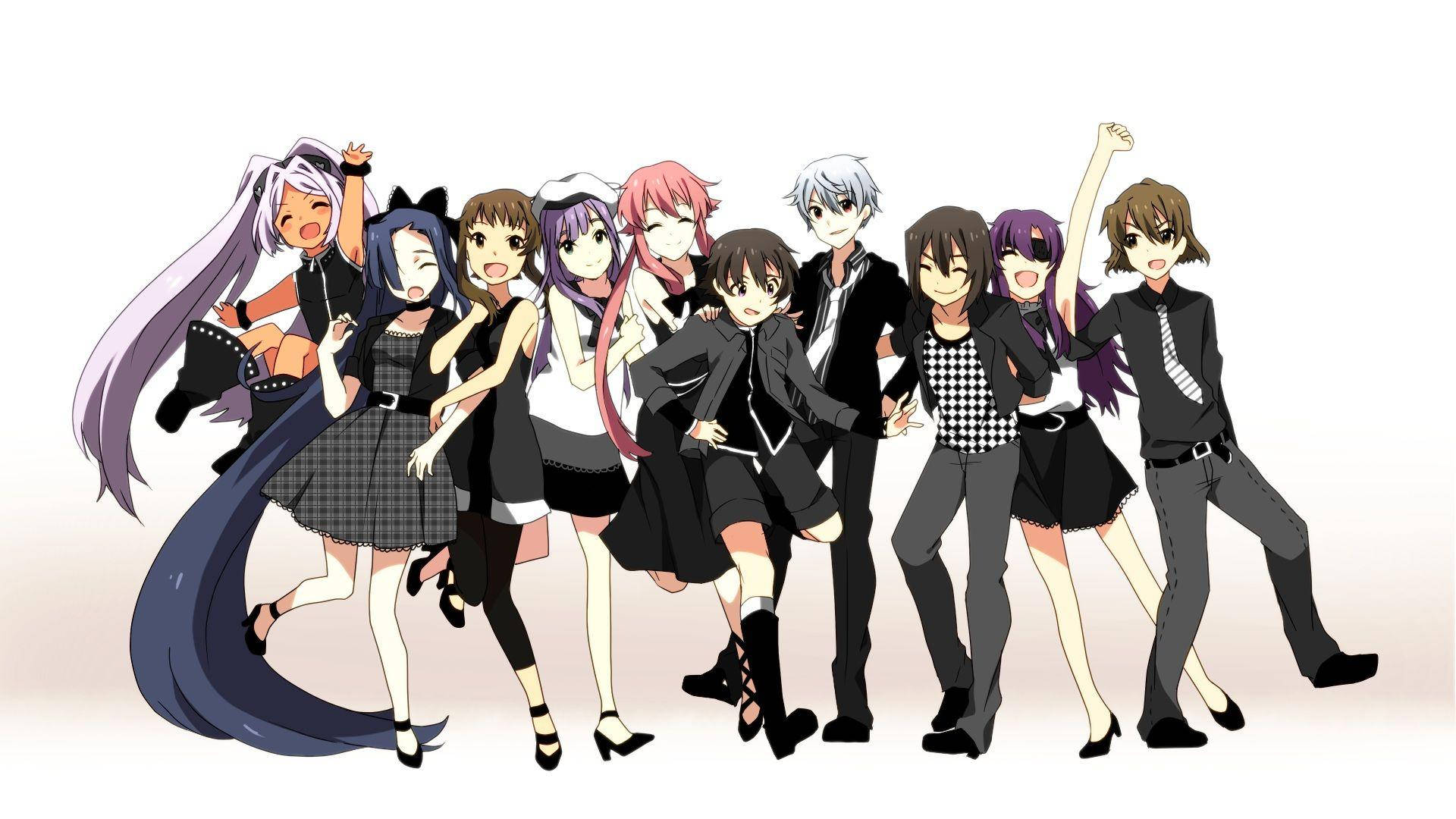 Future Diary, anime, nine characters, Full HD Desktop Wallpaper