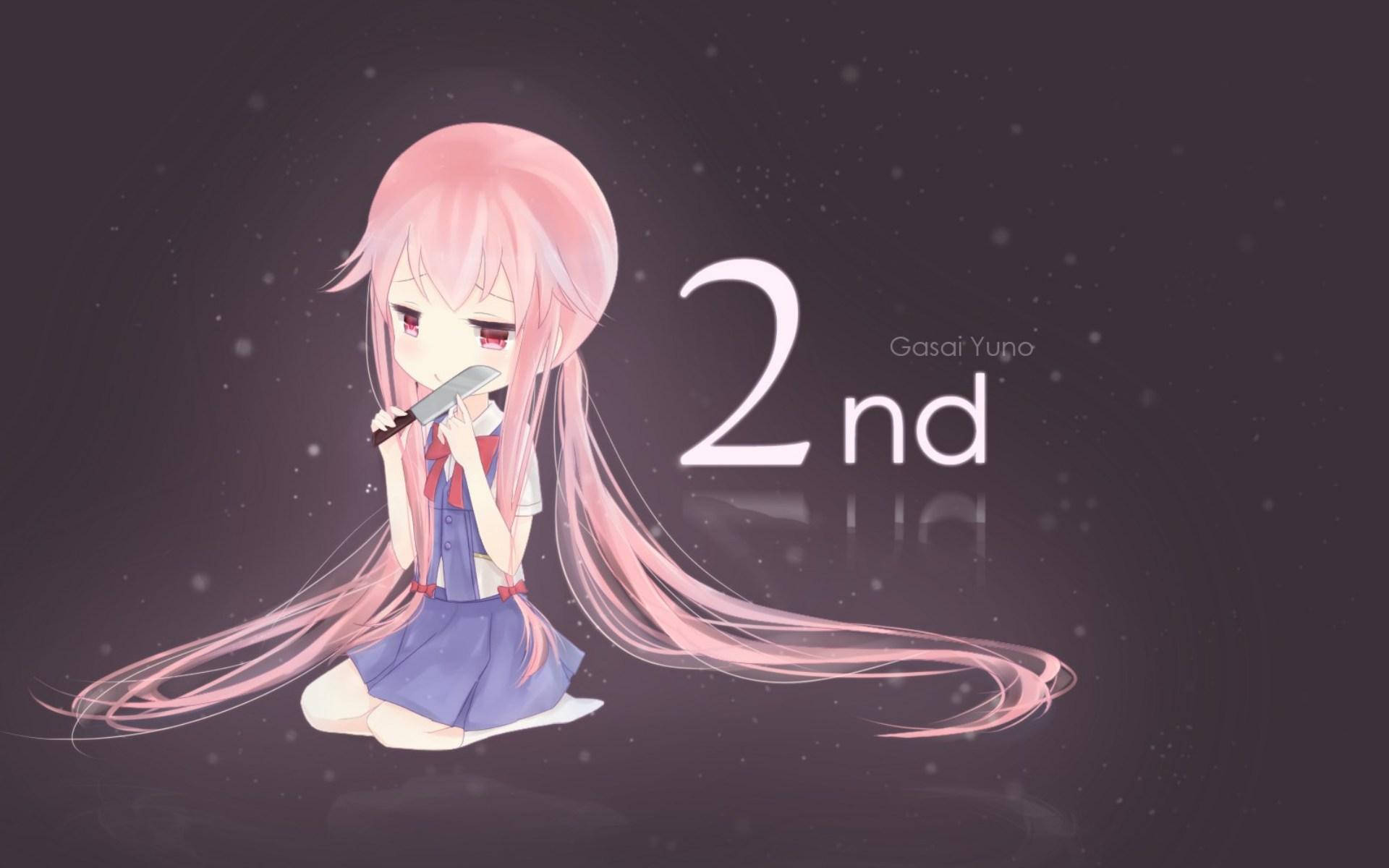 Future Diary, young killer, pink-haired anime girl, Full HD Desktop Wallpaper