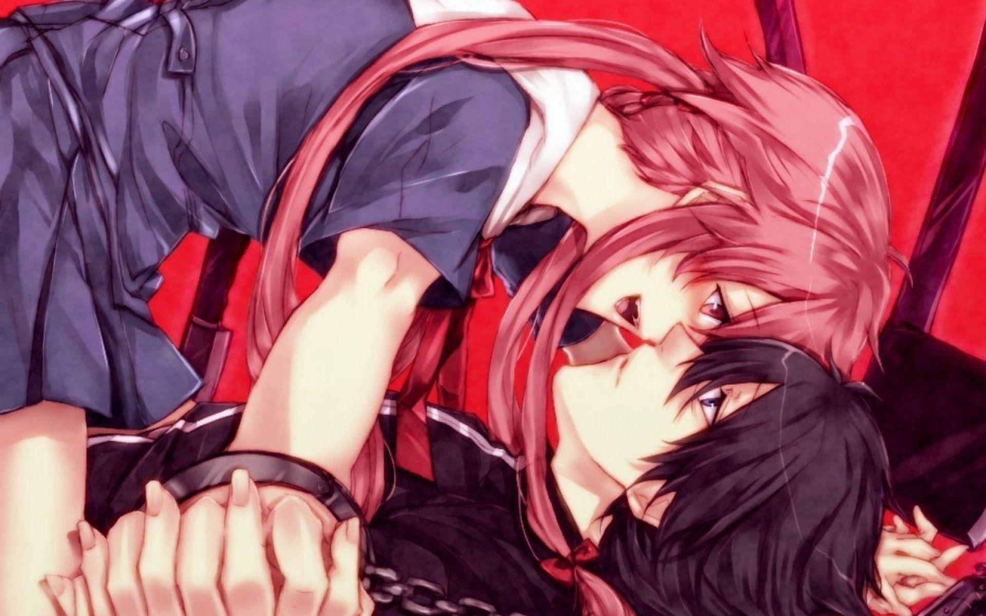 Future Diary, anime couple, red hair, Full HD Desktop Wallpaper