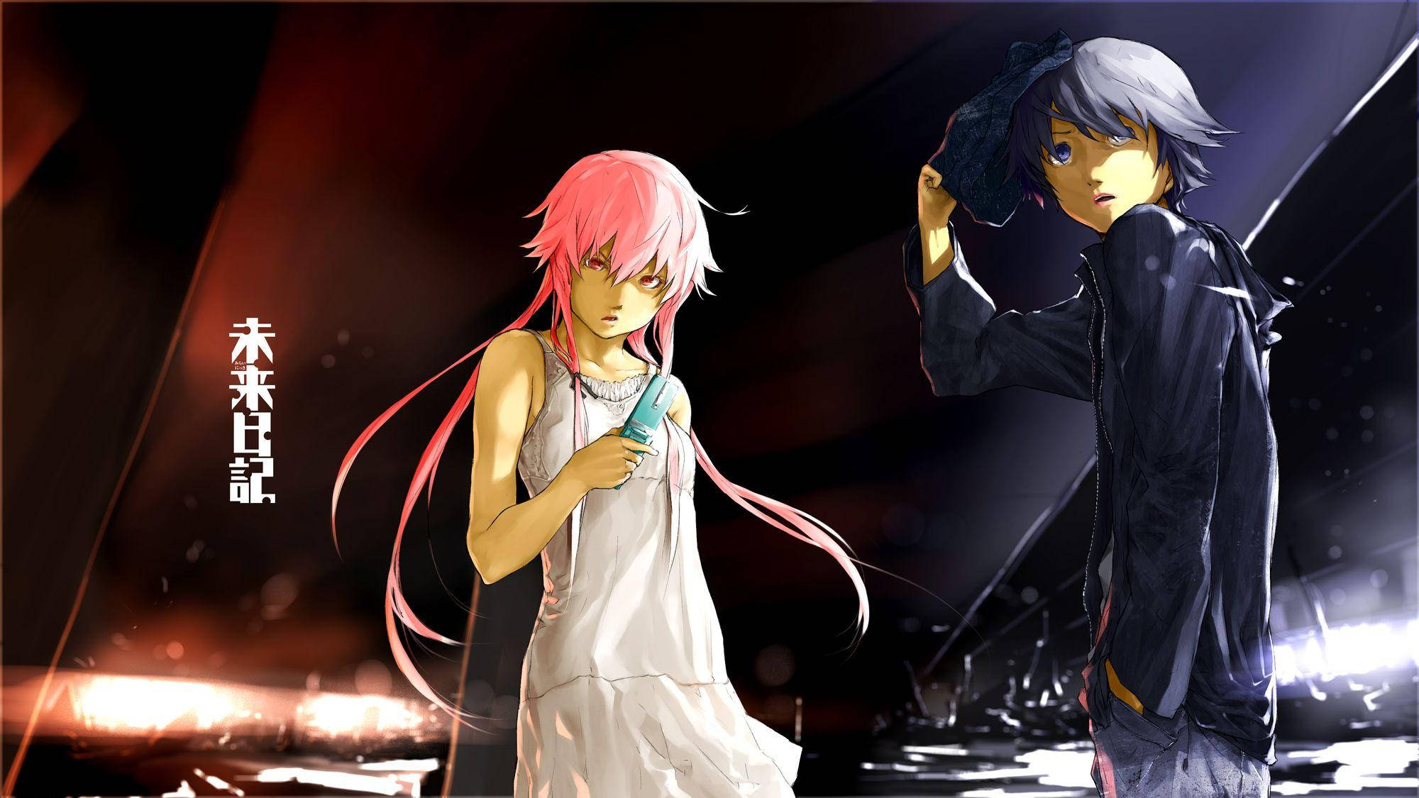 Future Diary, stadium, pink hair, Full HD Desktop Wallpaper