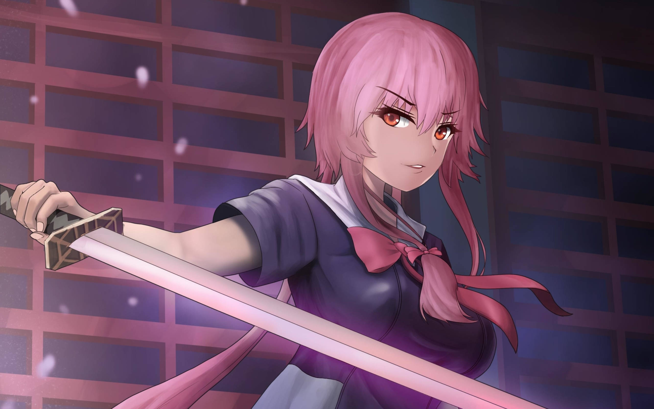 Future Diary, female protagonist, pink-haired, 2K Desktop Wallpaper