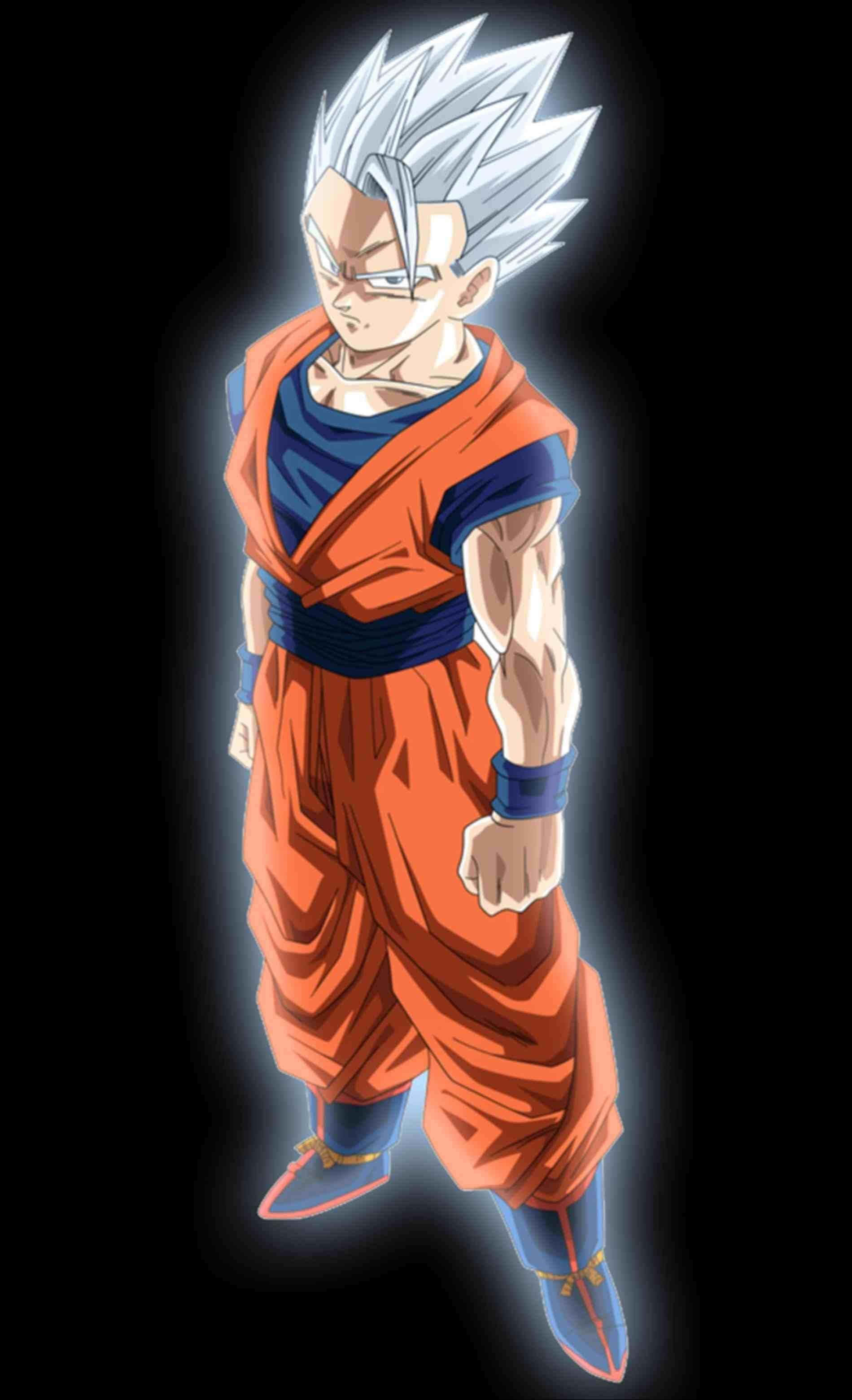 Future Gohan, spiky silver hair, orange gi, 2K Phone Wallpaper