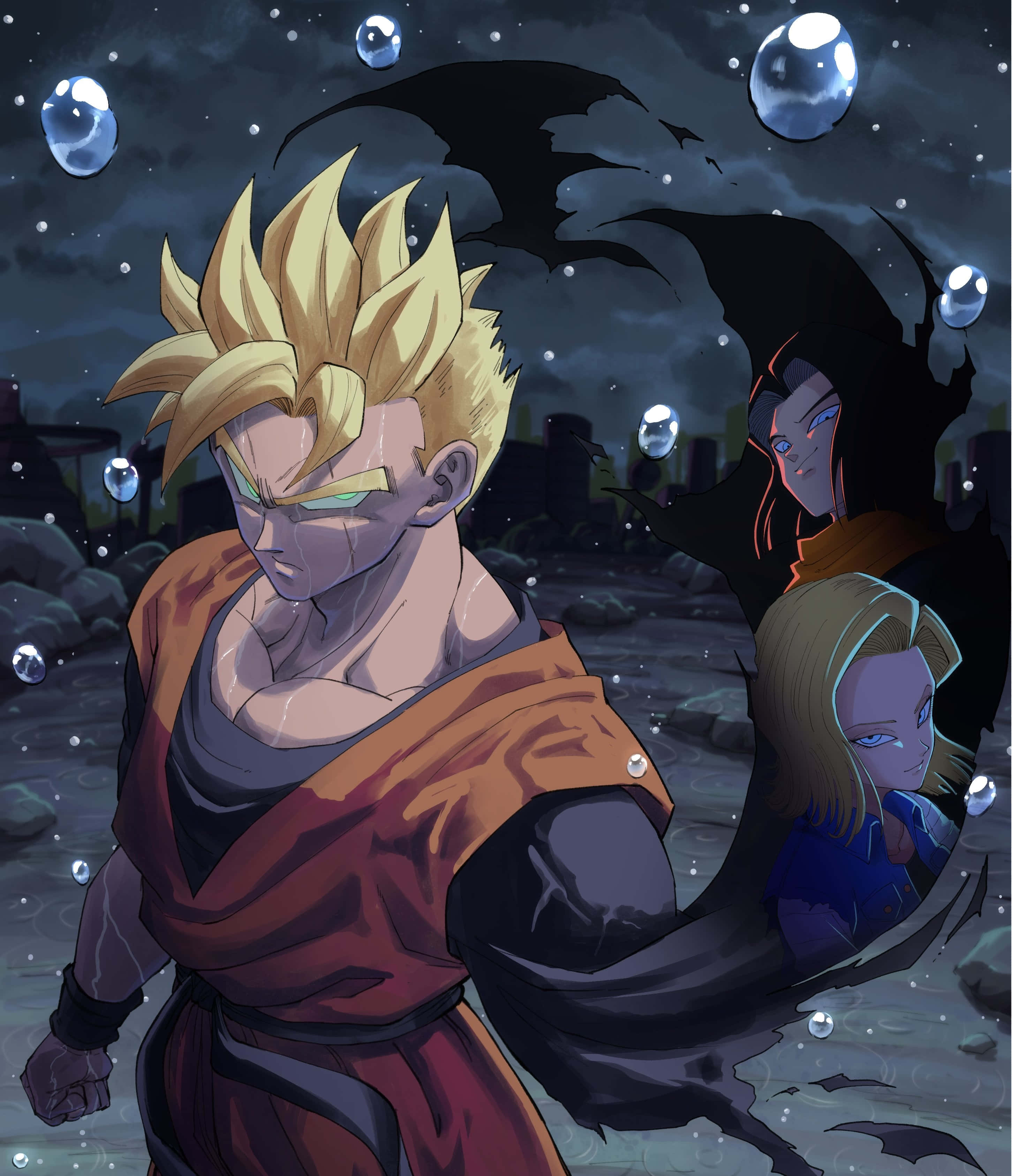 Future Gohan, orange gi, spiky-haired anime warrior, 2K Phone Wallpaper
