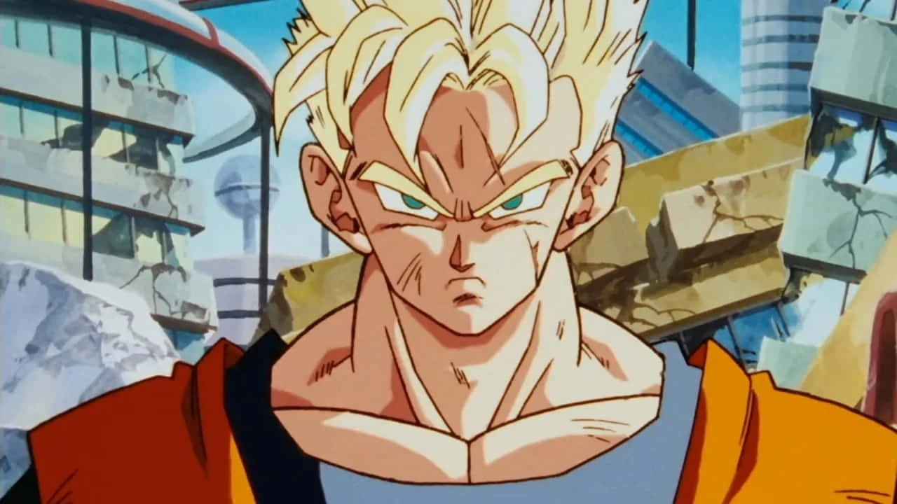 Future Gohan, spiky blonde hair, glowing green eyes, HD Desktop Wallpaper