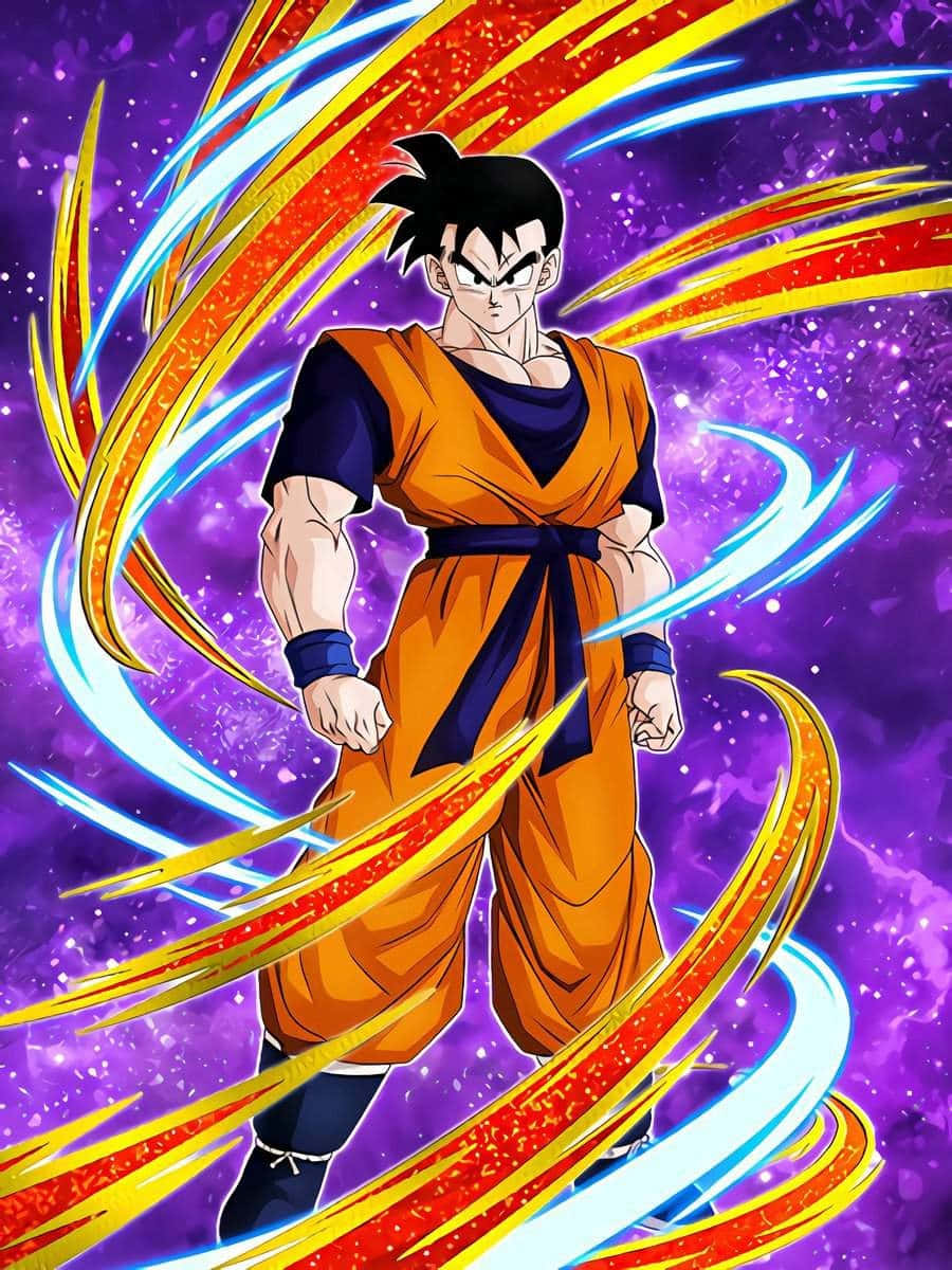 Future Gohan, orange gi, red and blue energy trails, SD Phone Wallpaper