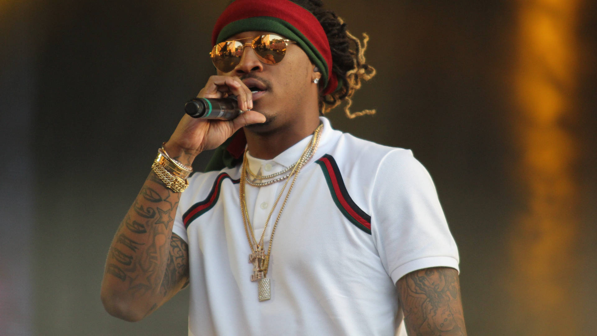 Future Rapper, dreadlocks, gold chains, Full HD Desktop Wallpaper