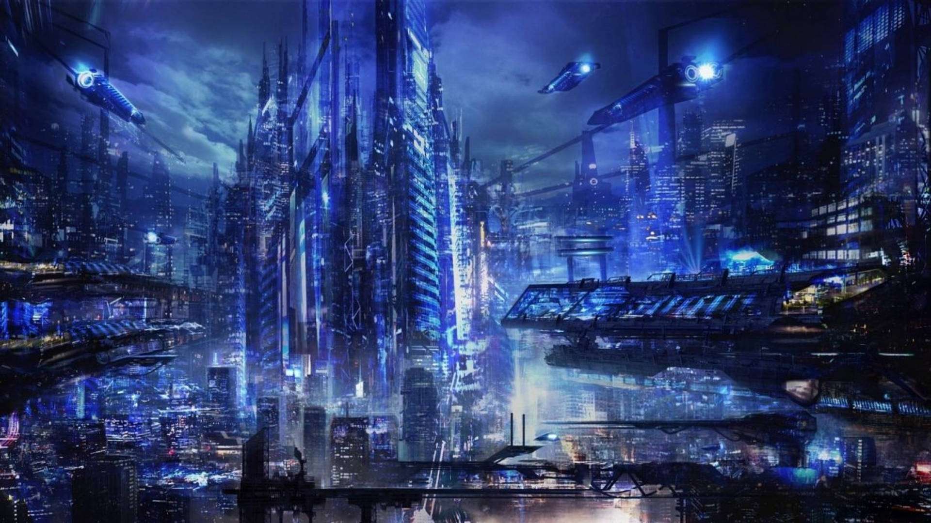 futuristic city, glowing violet, stylish building structures, Full HD Desktop Wallpaper