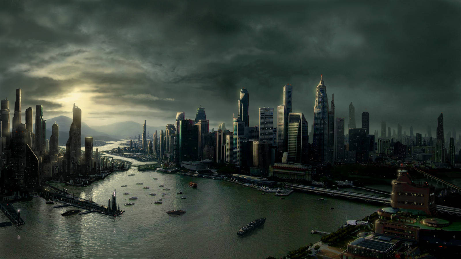 Futuristic City, 1600x900, towering skyscrapers, HD Desktop Wallpaper