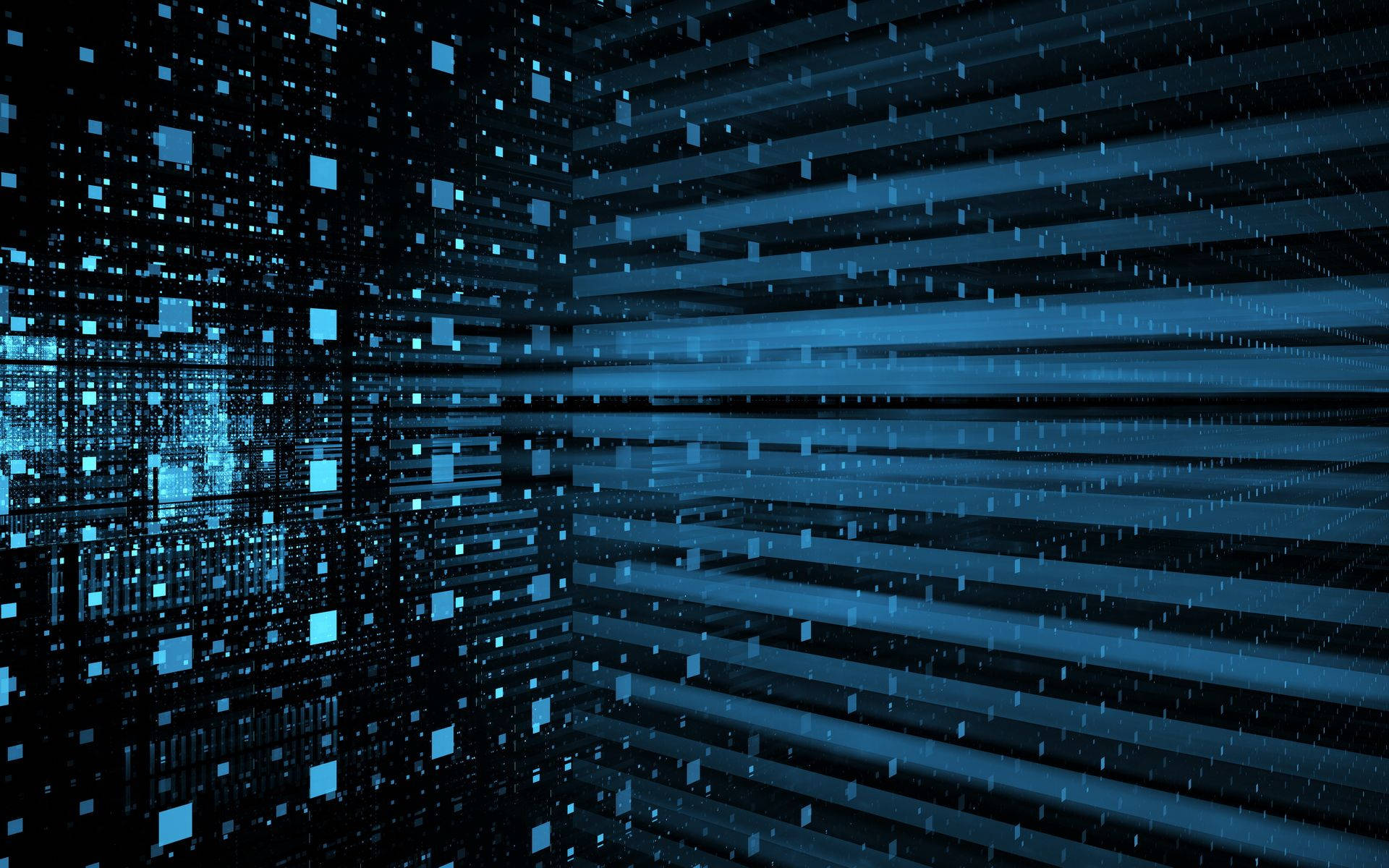 futuristic desktop, blue chips, glowing blue data streams, Full HD Desktop Wallpaper