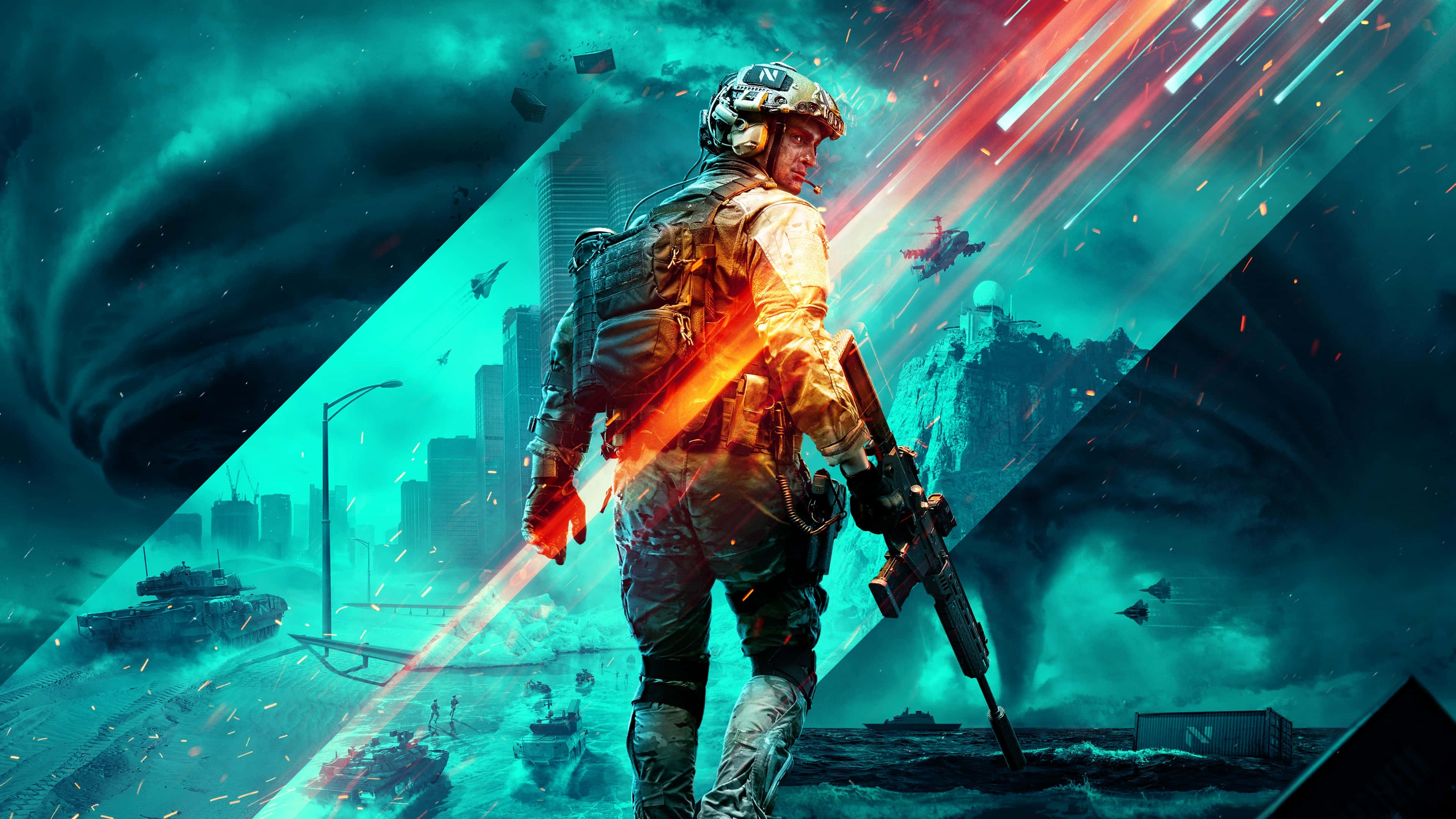 3840x2160 UHD 4K Desktop, combat gear, shattered cityscape, 4K Desktop Wallpaper