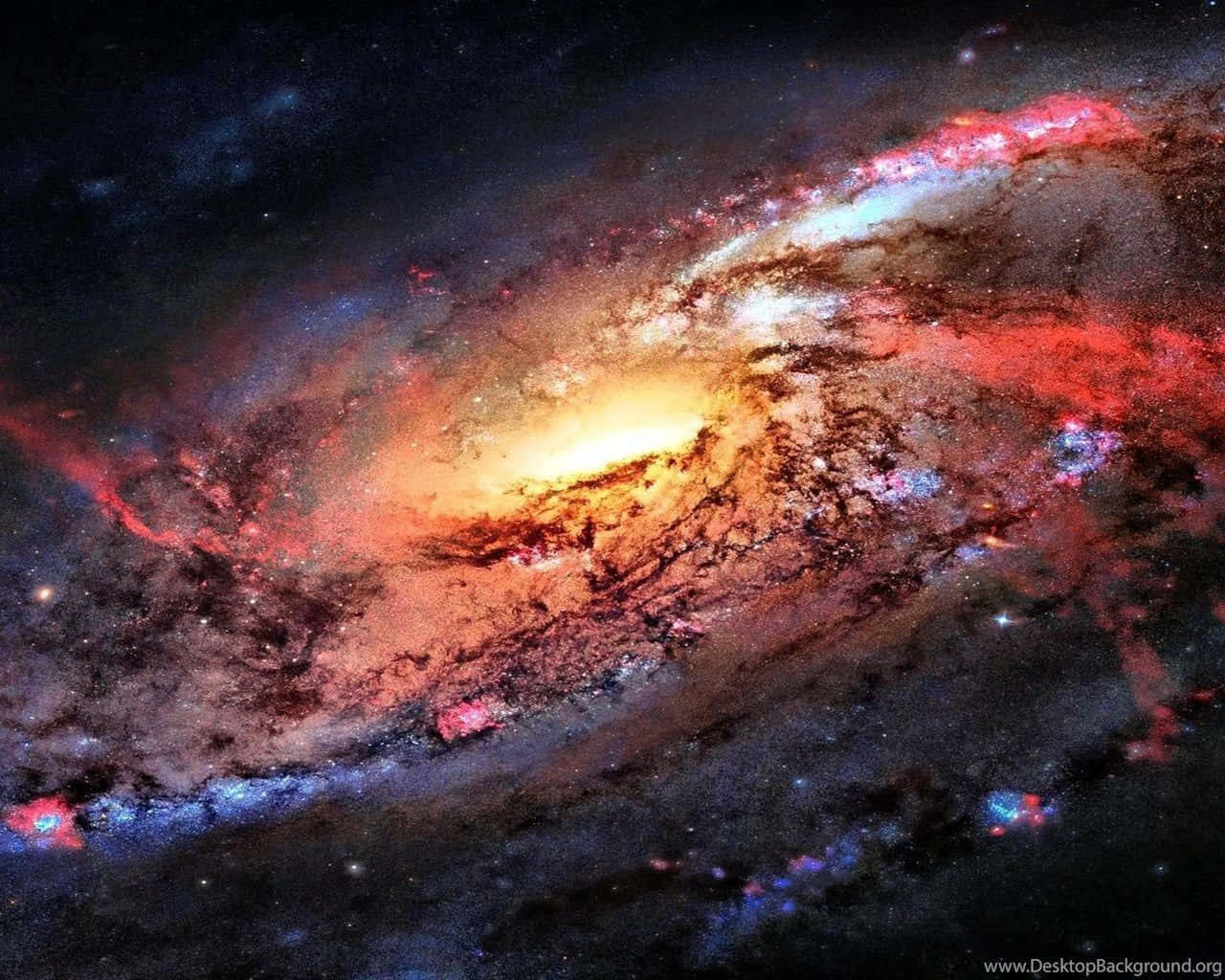 real space, spiral galaxy, fiery reds, HD Desktop Wallpaper