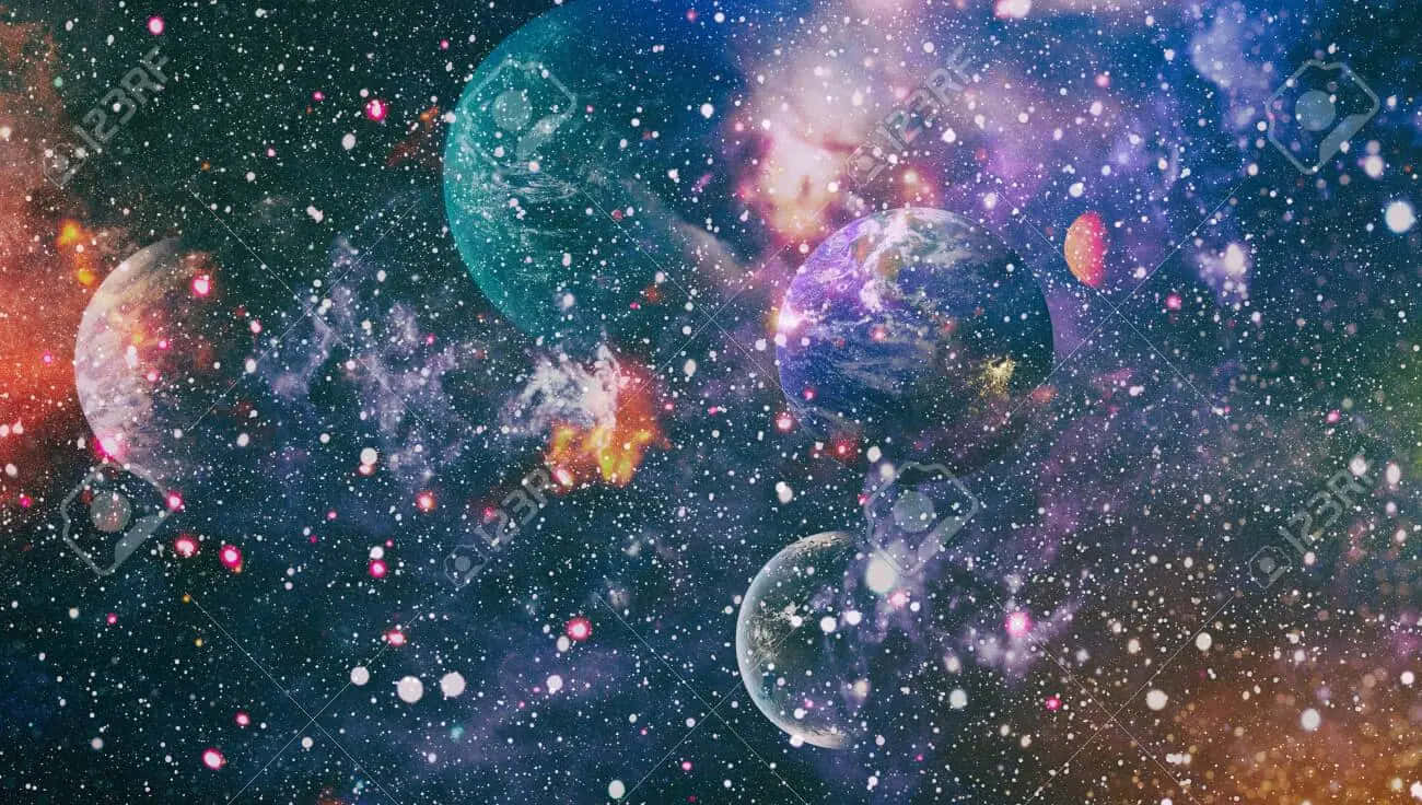 fantasy space, glowing planets, swirling nebulae, HD Desktop Wallpaper