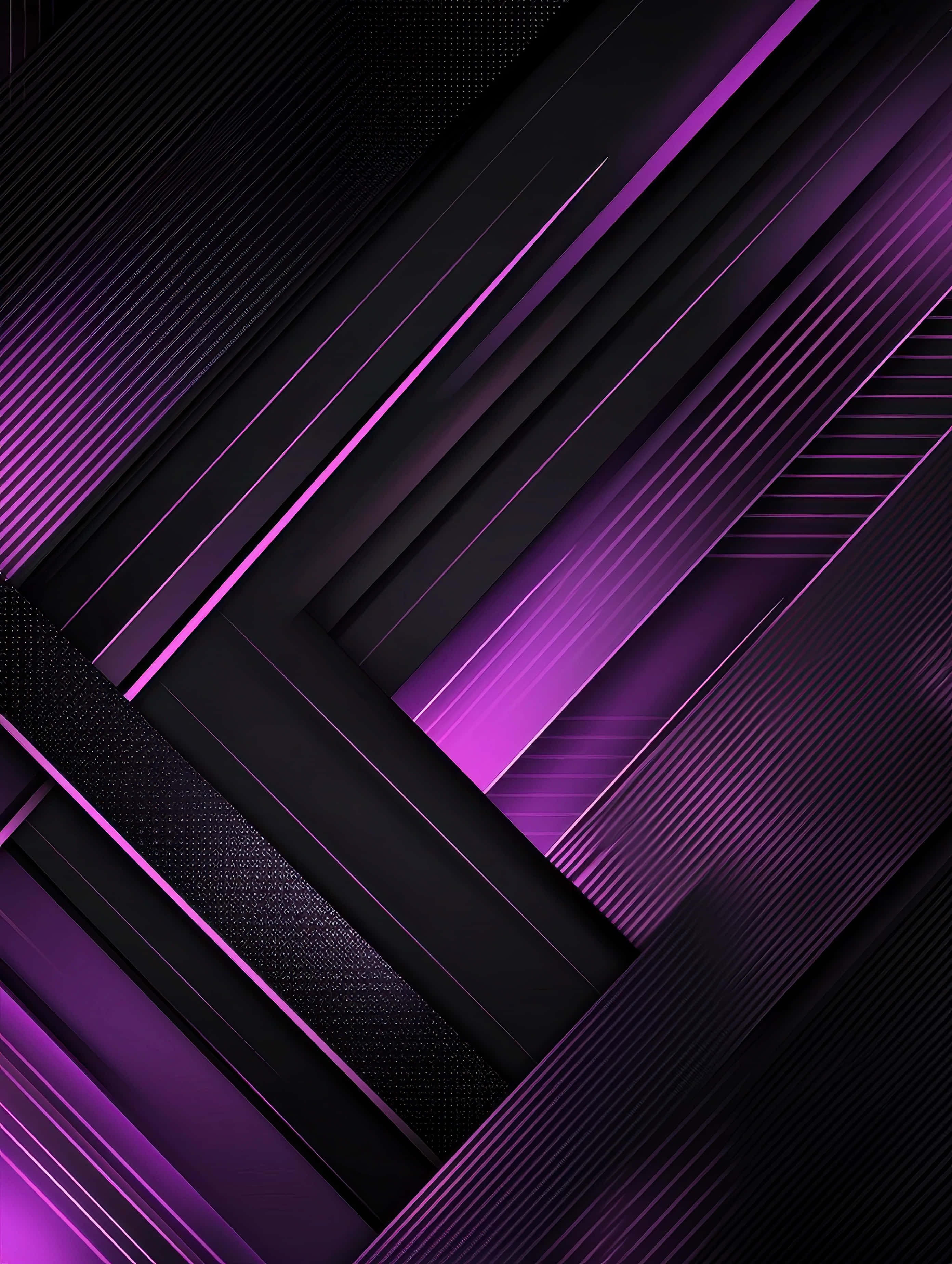 purple glowing lines, matte black geometric panels, dynamic diagonal composition, 2K Phone Wallpaper