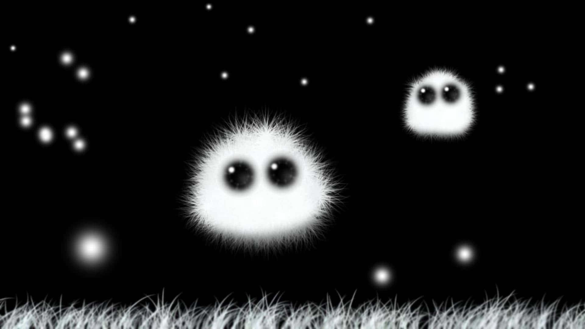 Fuzzy Round Feathers, ghost-like creatures, fluffy white, Full HD Desktop Wallpaper
