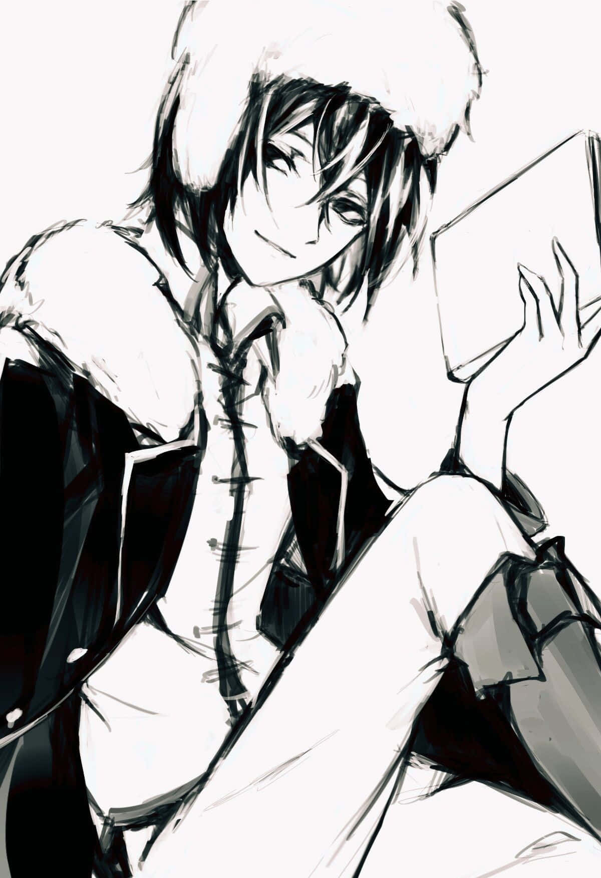 Fyodor Dostoevsky, monochrome anime character, dark hair, HD Phone Wallpaper