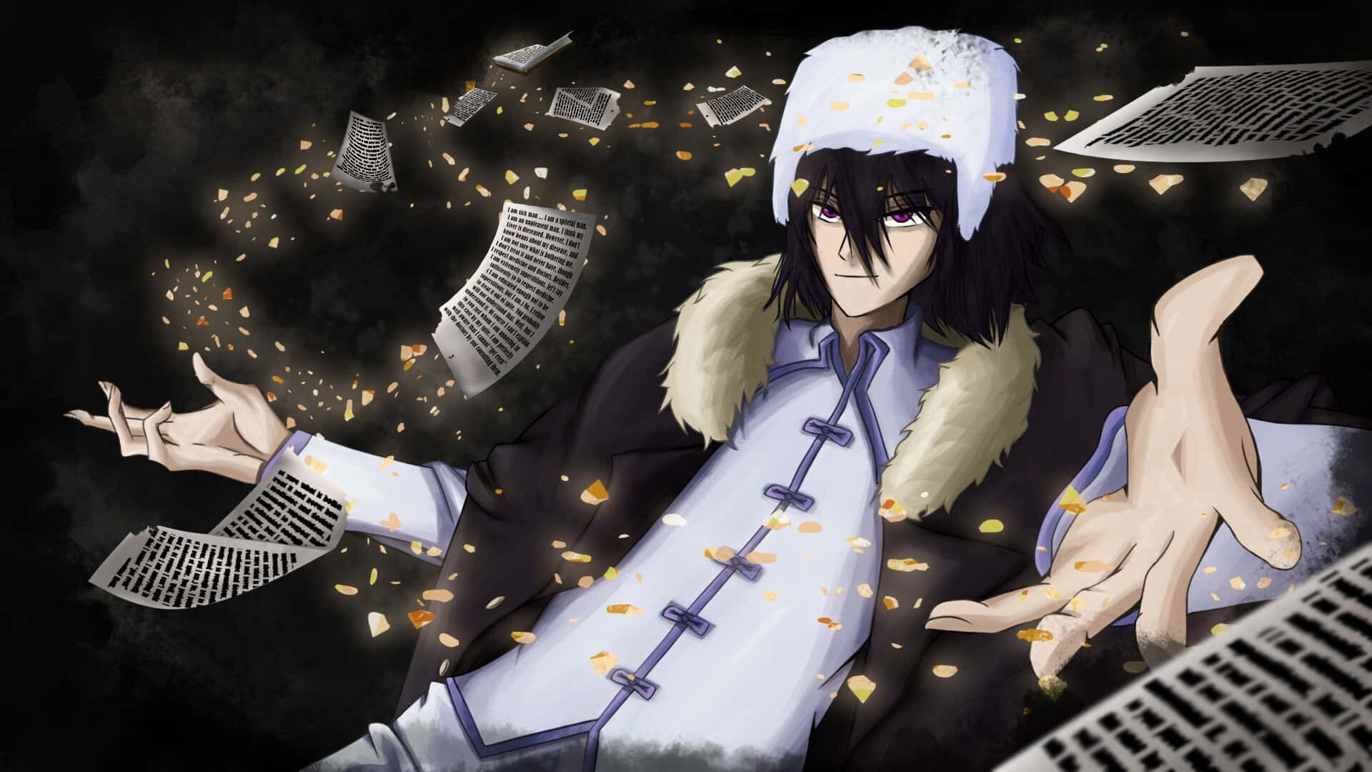 Fyodor Dostoevsky, anime character, fur-lined robe, Full HD Desktop Wallpaper