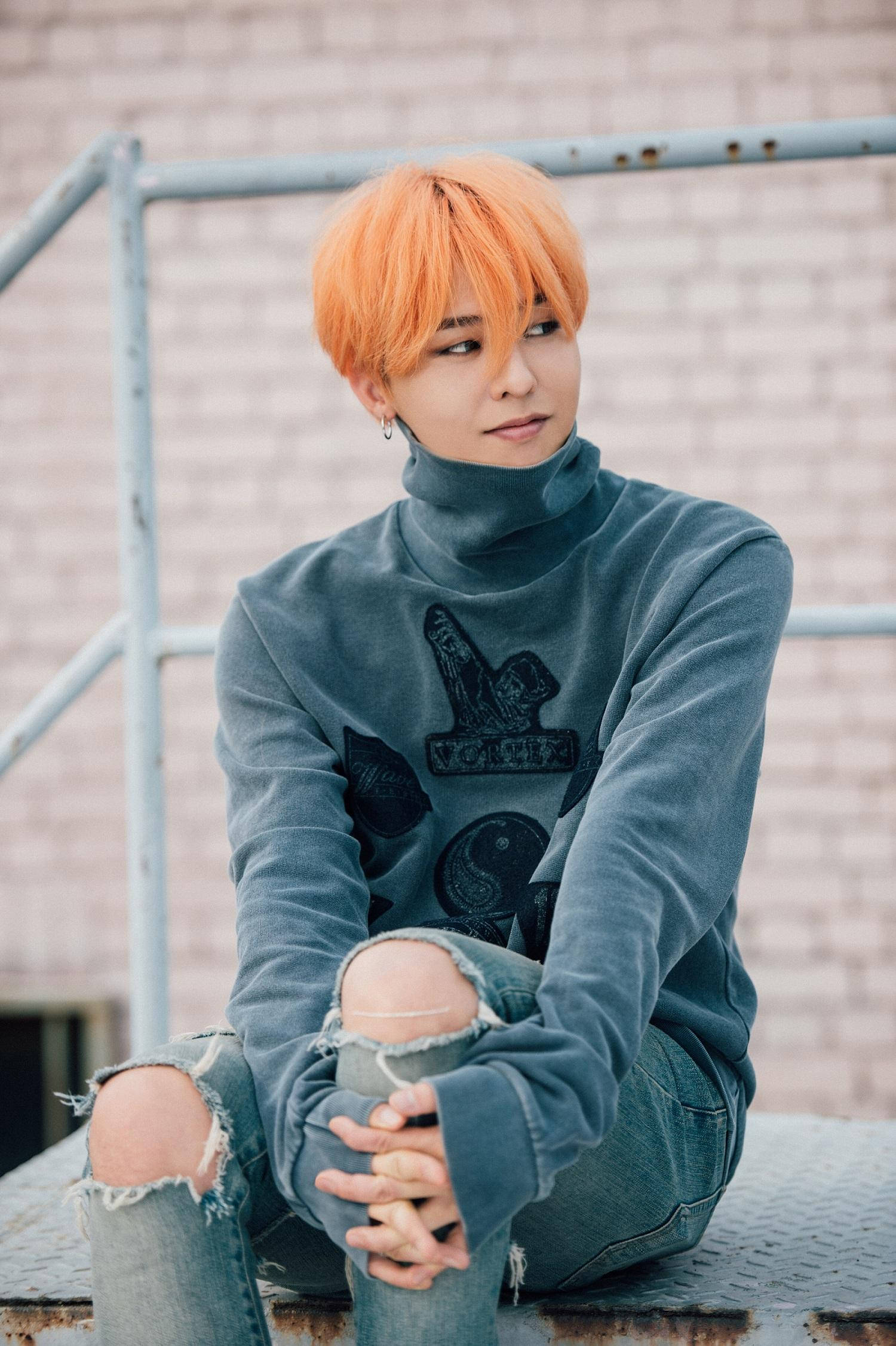 G-dragon, orange hair, metal rooftop, Full HD Phone Wallpaper