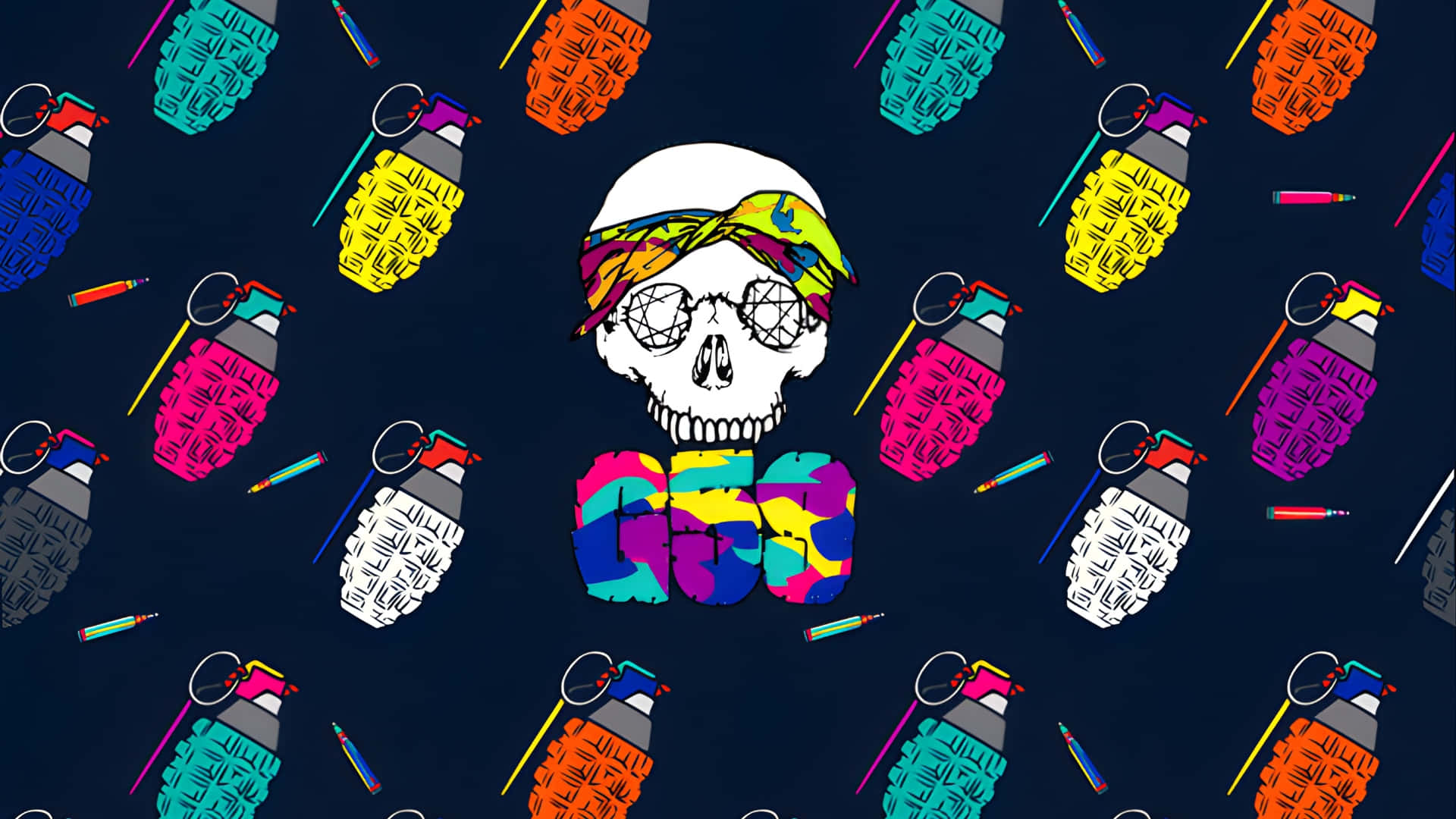 G59, skull, rainbow bandana, Full HD Desktop Wallpaper