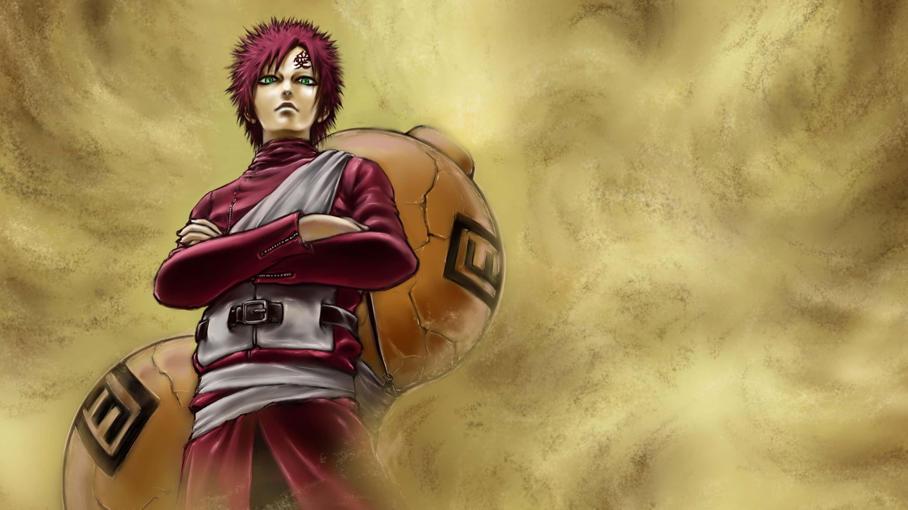 Gaara, Naruto Anime, spiky pink hair, 2K Desktop Wallpaper