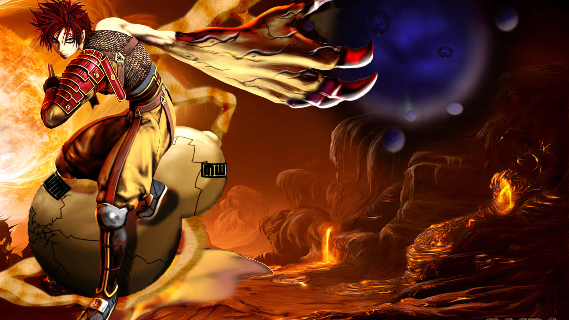 Gaara, Naruto, Fire Ball, Full HD Desktop Wallpaper