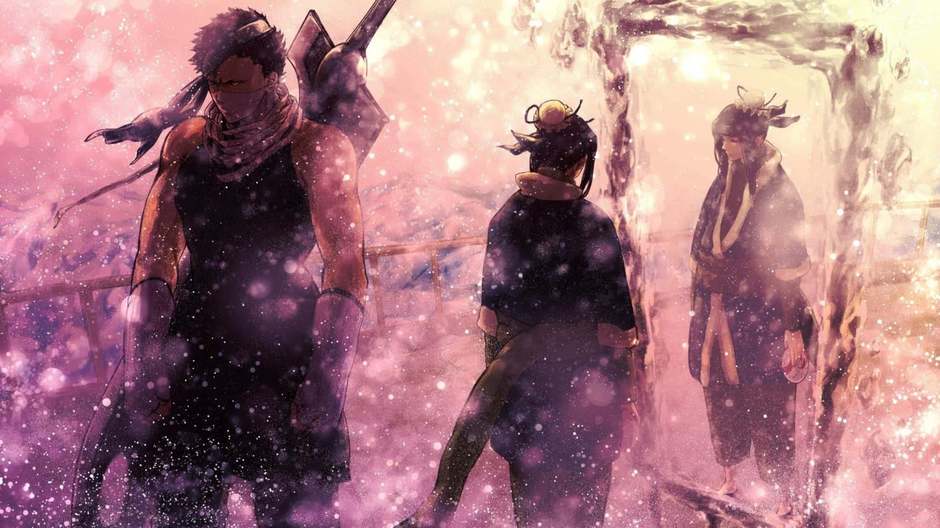 Naruto, anime, pink and purple snowy landscape, Full HD Desktop Wallpaper